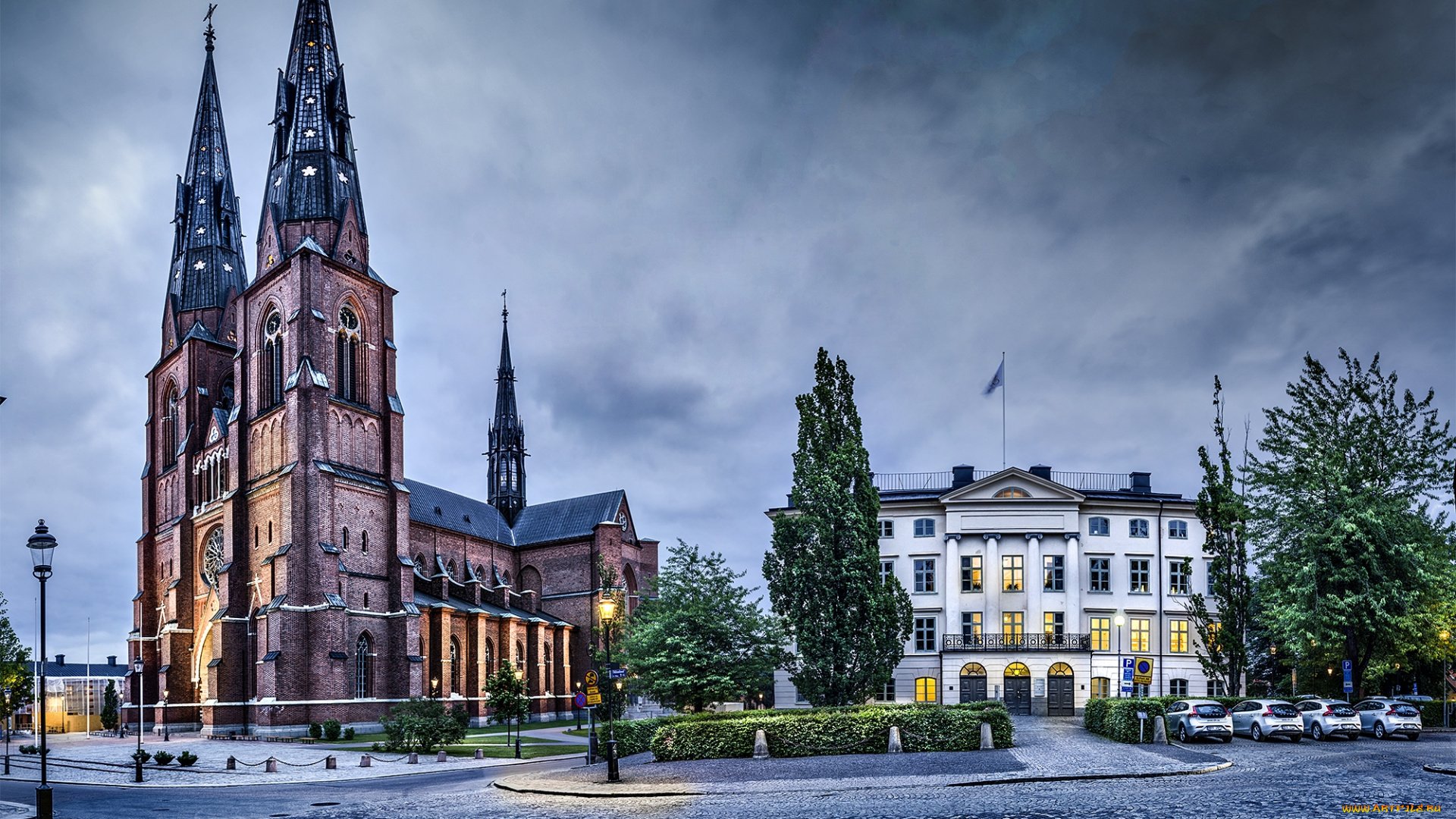 упсала, швеция, города, улицы, площади, набережные, здание, улица, собор