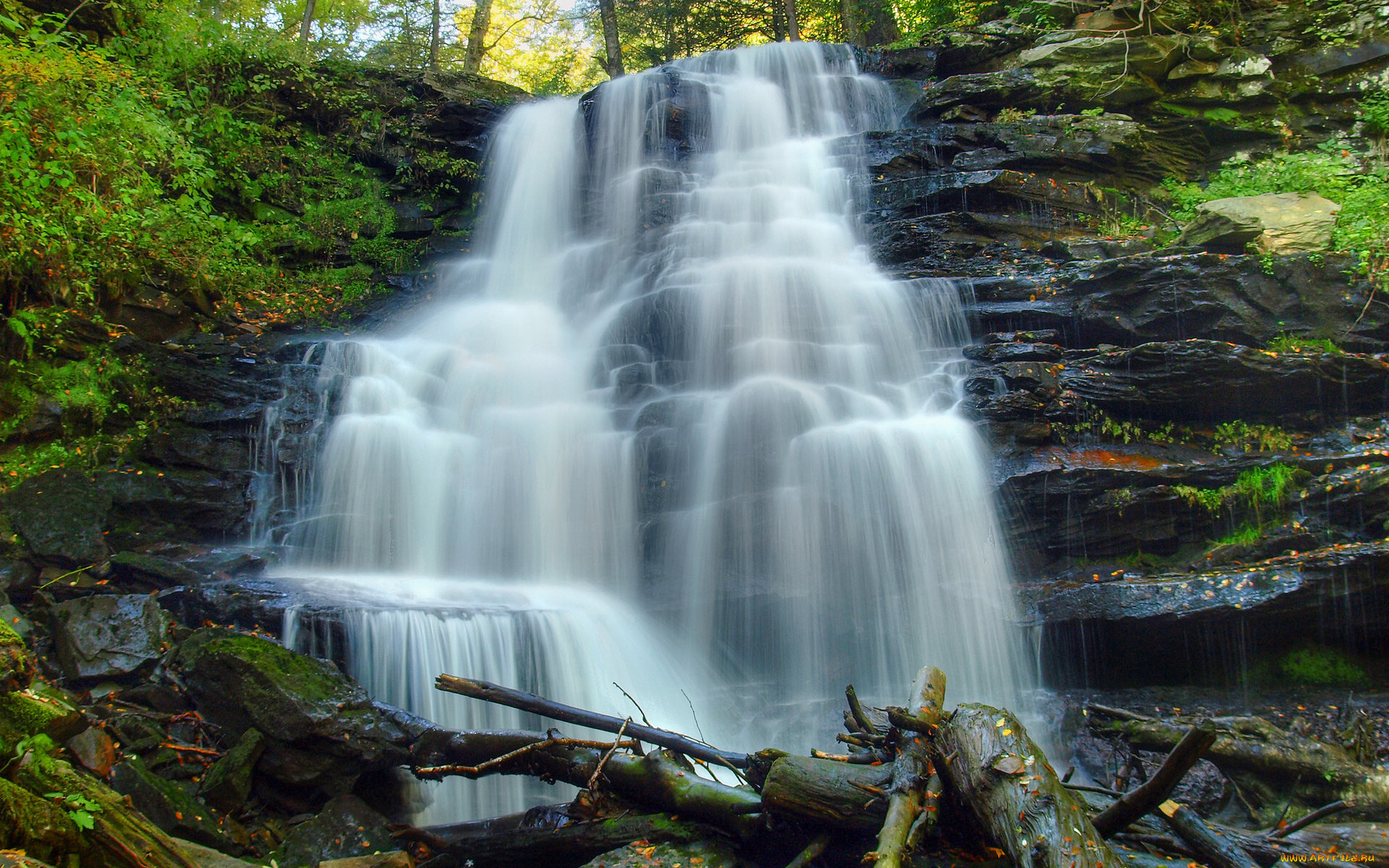 природа, водопады, камни, вода
