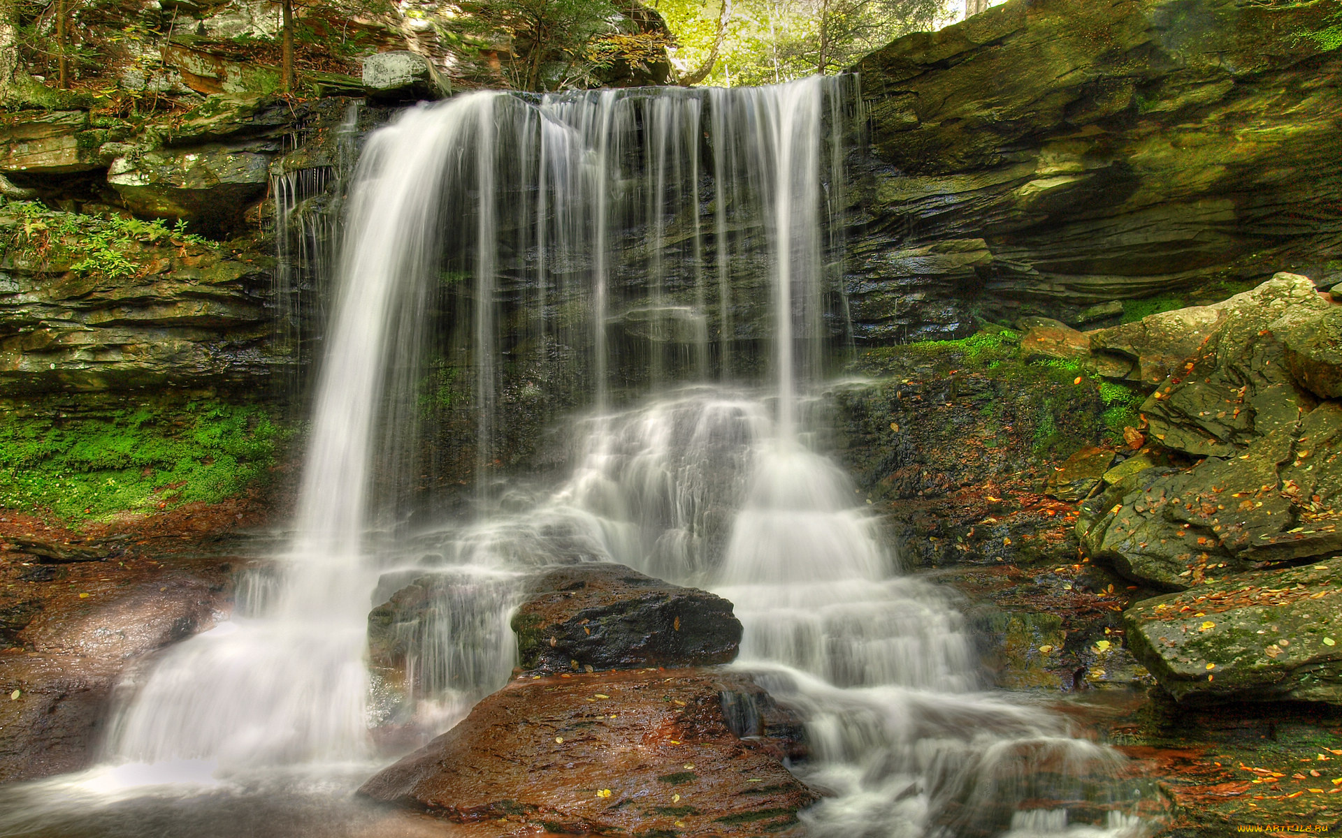 природа, водопады, вода, скала