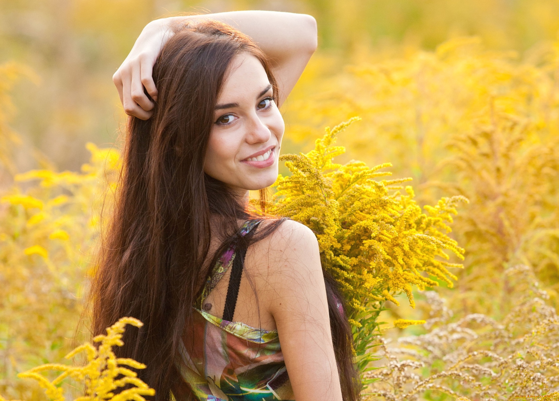 -Unsort, Брюнетки, Шатенки, девушки, unsort, брюнетки, шатенки, улыбка, цветы