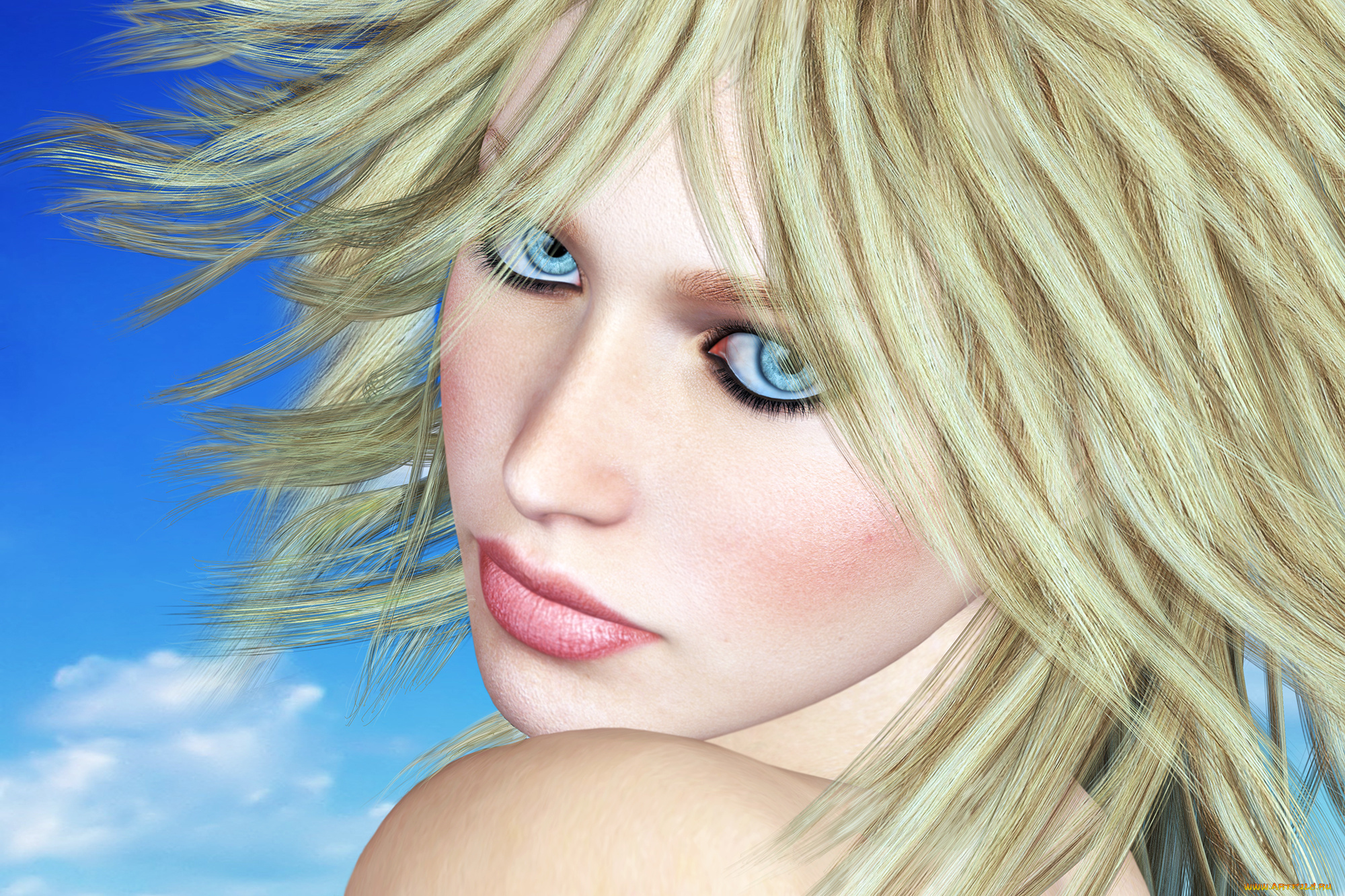 3д, графика, portraits, портрет, глаза, волосы