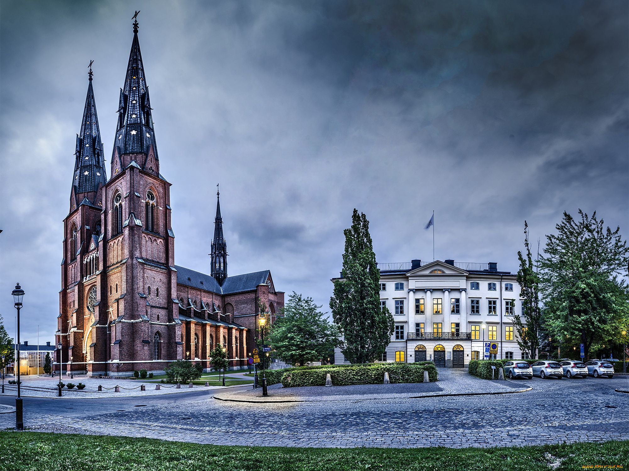 упсала, швеция, города, улицы, площади, набережные, здание, улица, собор
