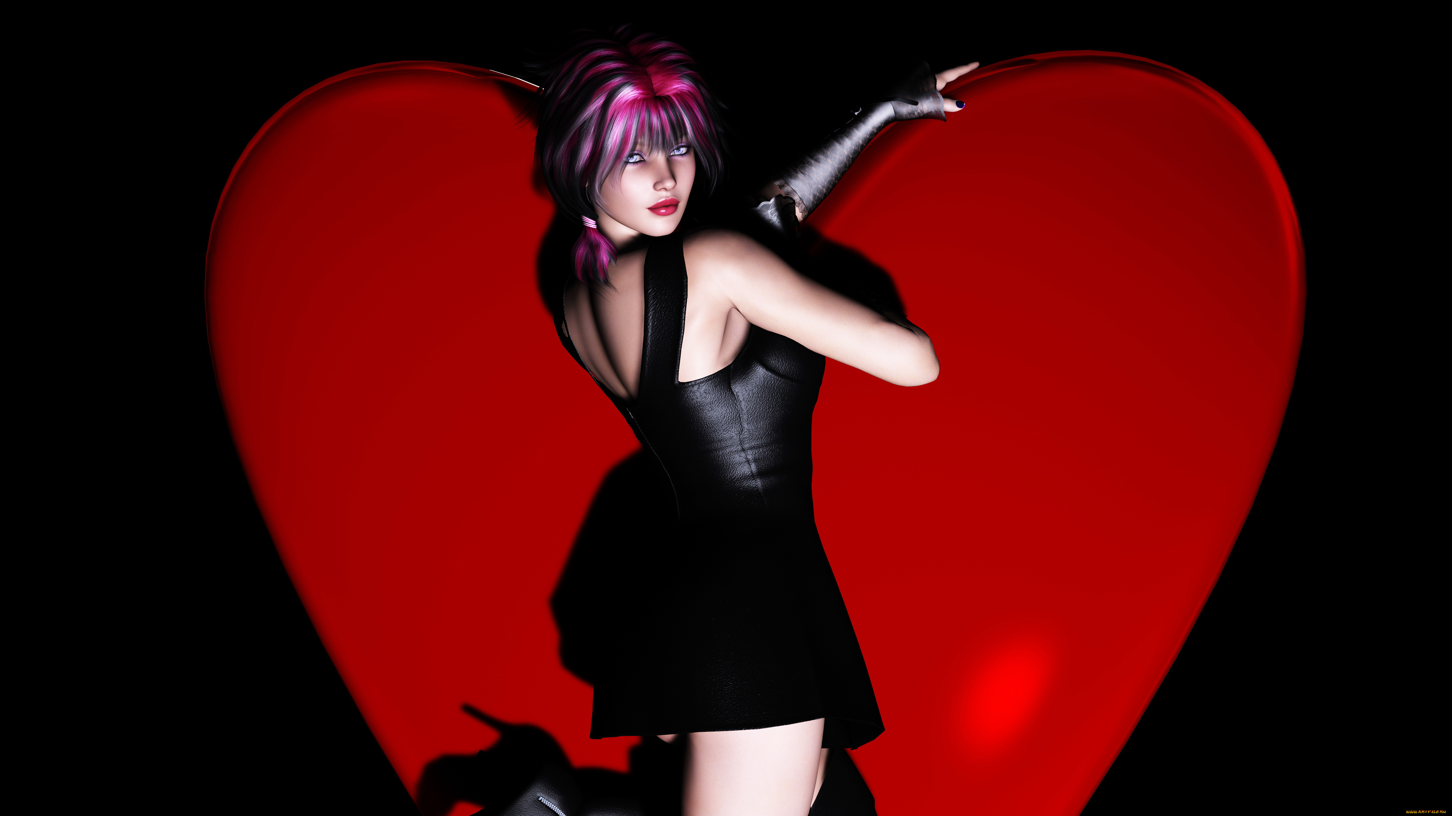 3д, графика, people, люди, сердечко, взгляд