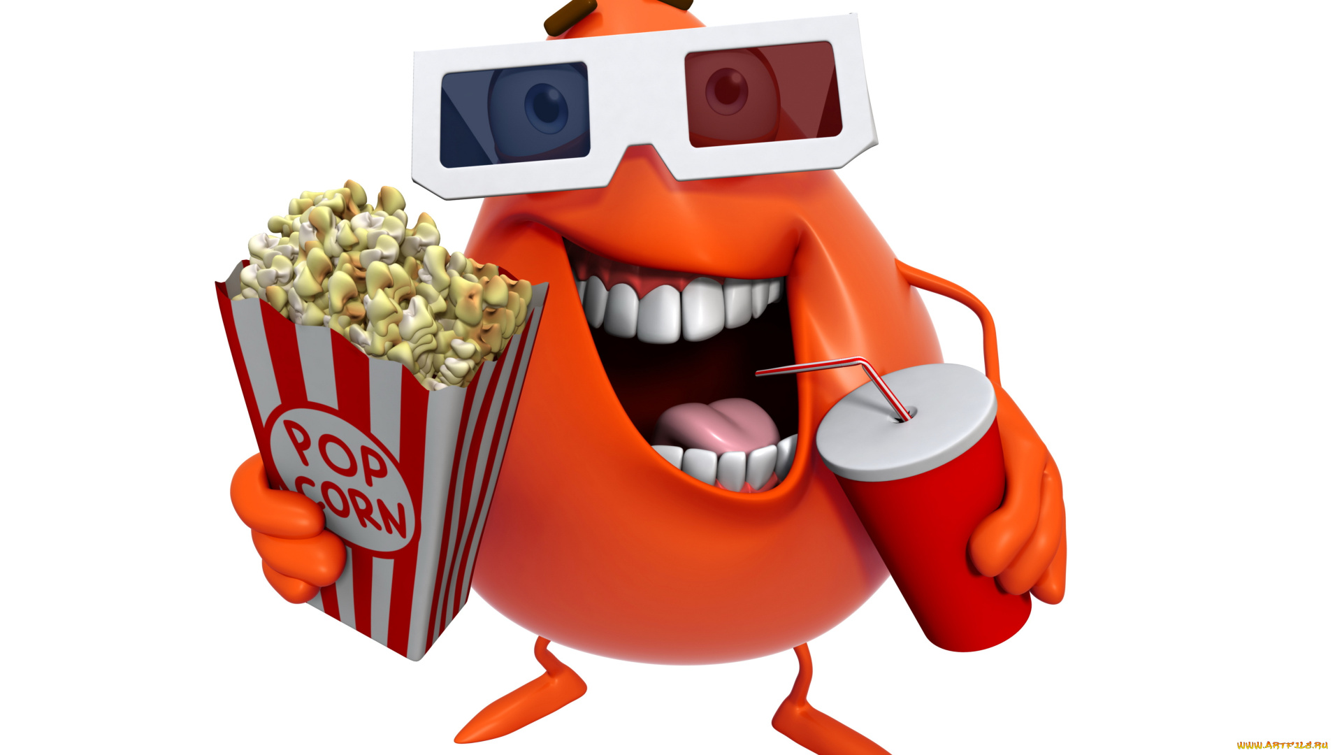 3д, графика, юмор, , humor, movie, cinema, персонаж, cute, monster, funny, smile, монстр, pop, corn