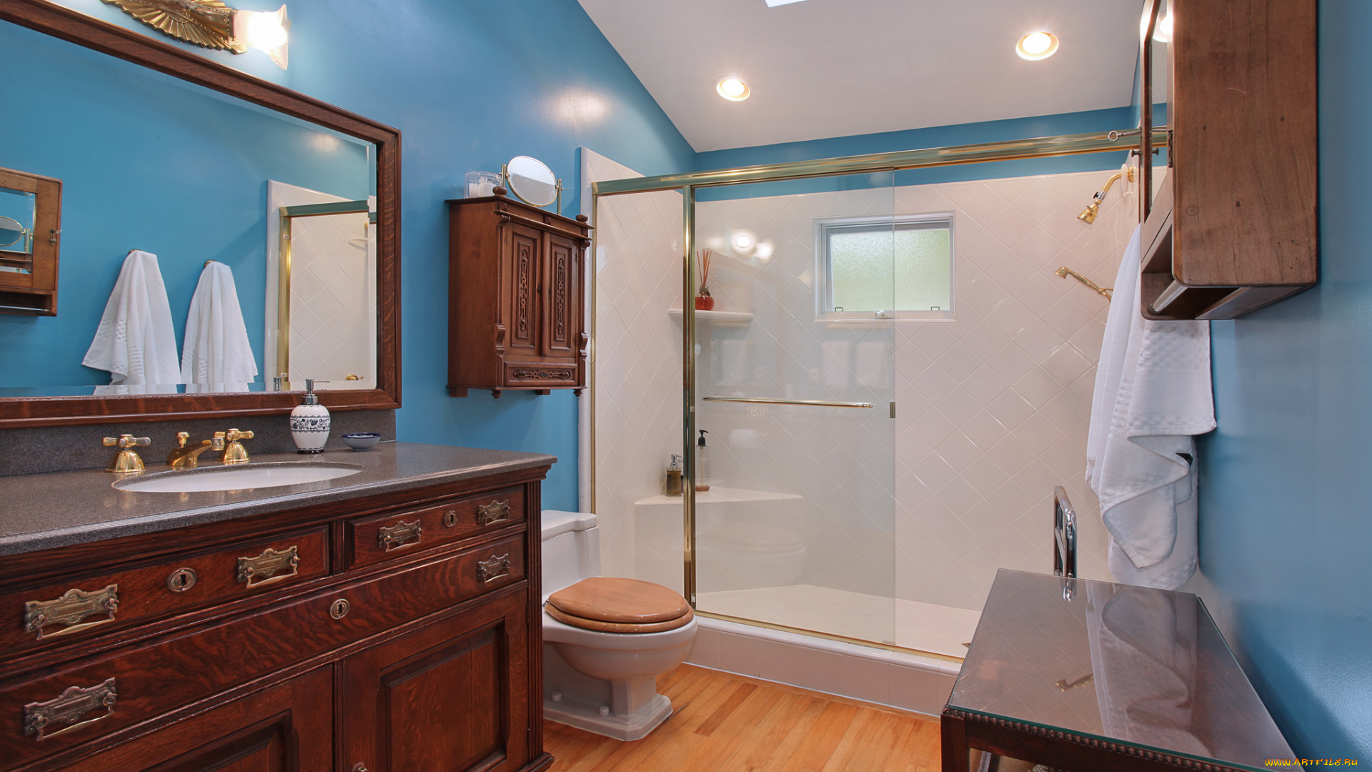 интерьер, ванная, и, туалетная, комнаты, дизайн, стиль, ванная