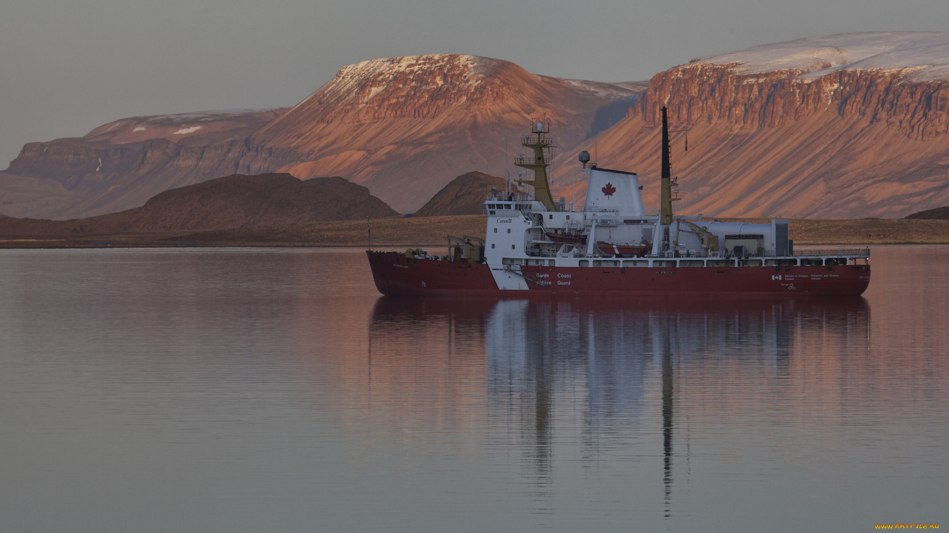 корабли, танкеры, море, горы, корабль, арктика, север, небо, природа