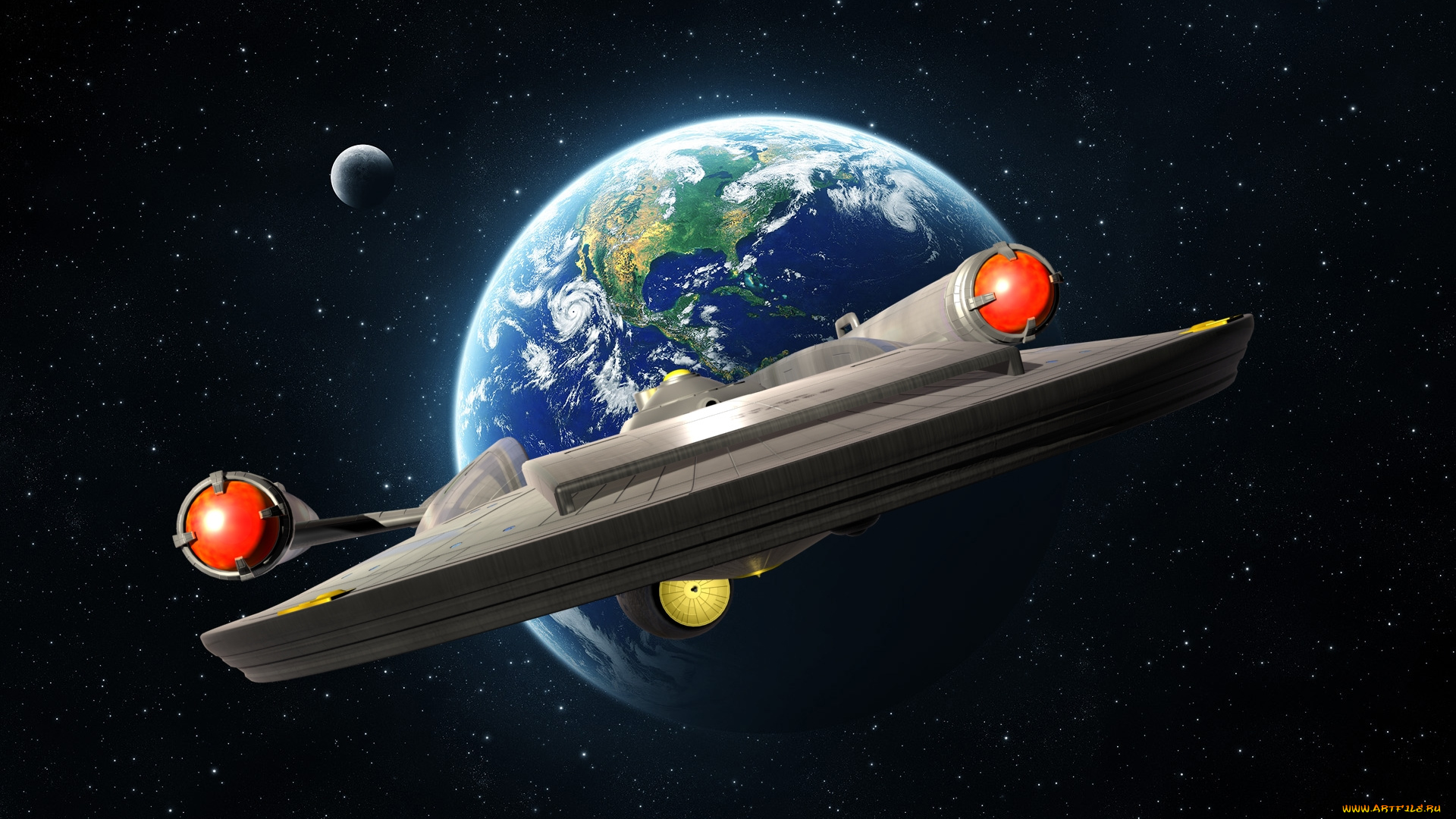 космос, арт, земля, планета, звезды, космический, корабль, вселенная