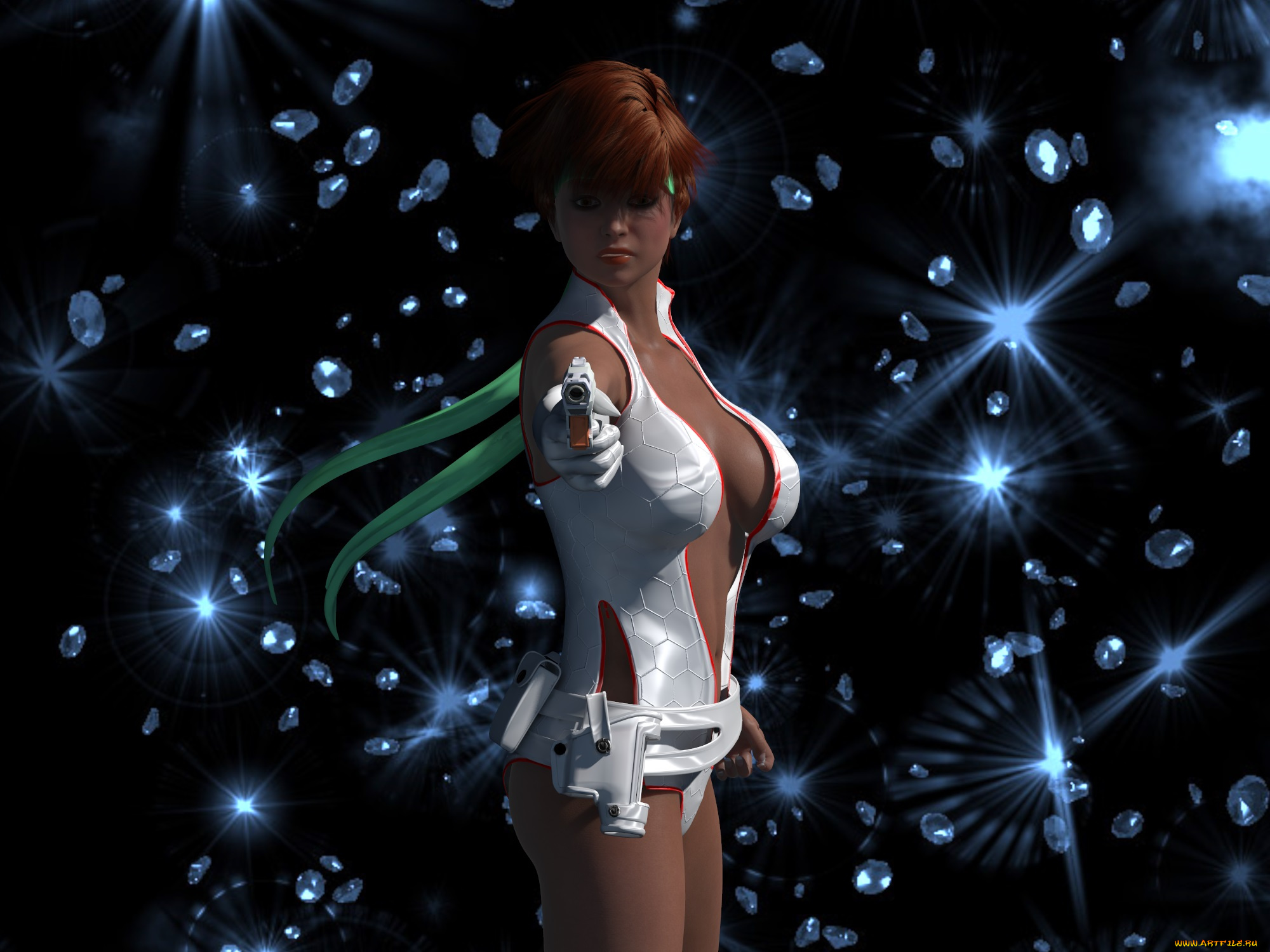 3д, графика, фантазия, , fantasy, оружие, фон, взгляд, девушка