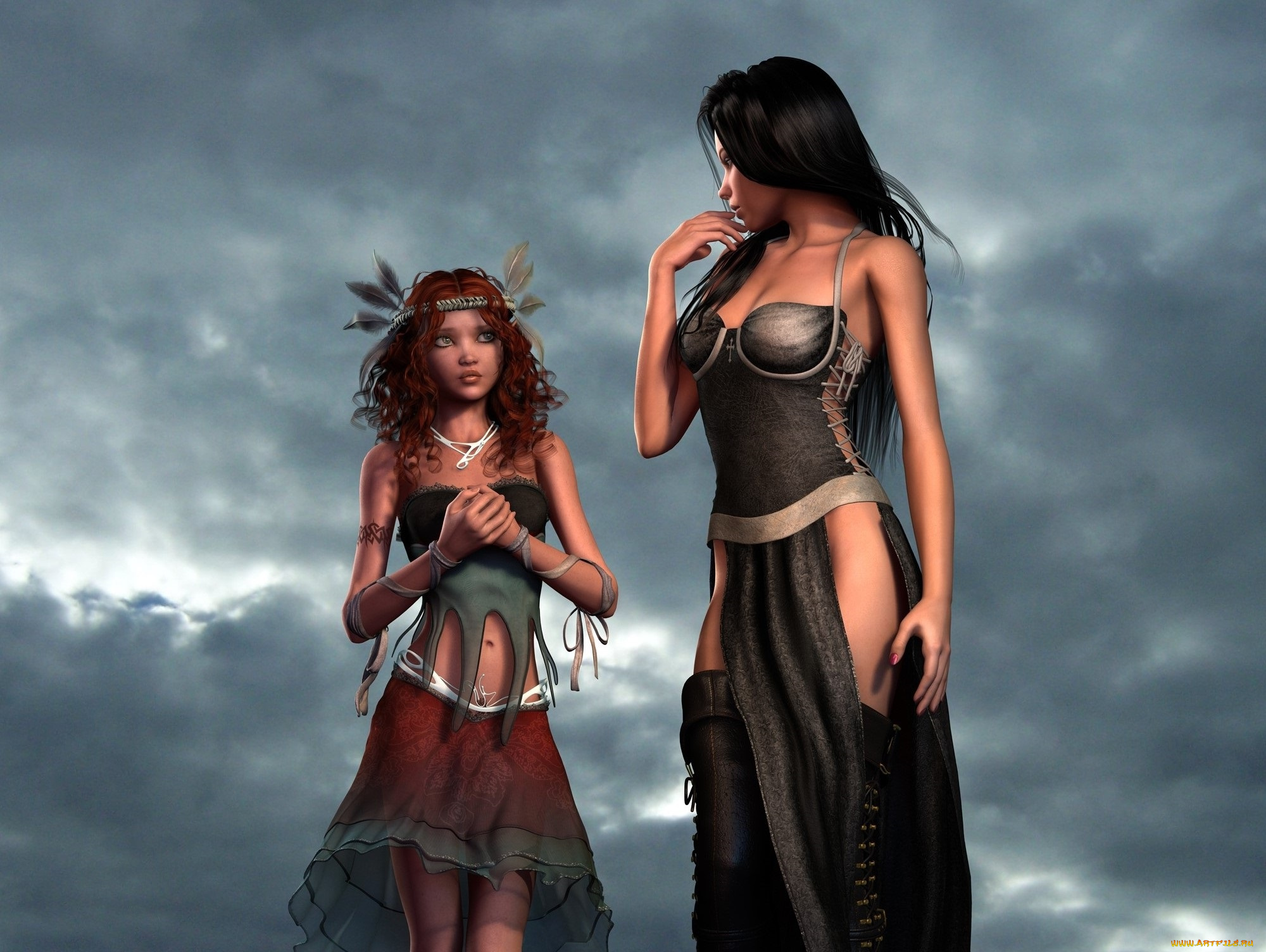 3д, графика, амазонки, , amazon, фон, взгляд, девушки