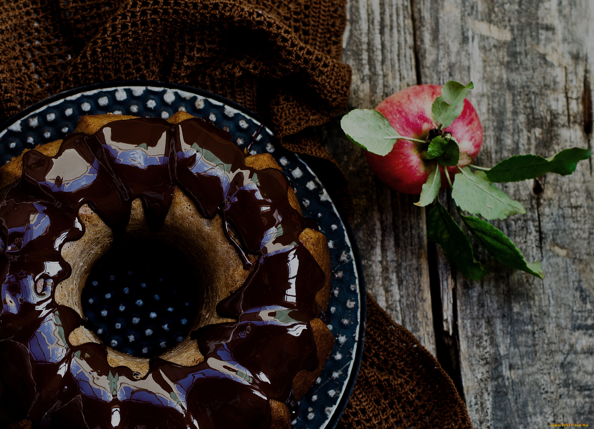 еда, пироги, листик, яблоко, выпечка, пирог