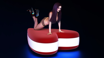 обоя 3д графика, люди , people, фон, взгляд, девушка, сердечко