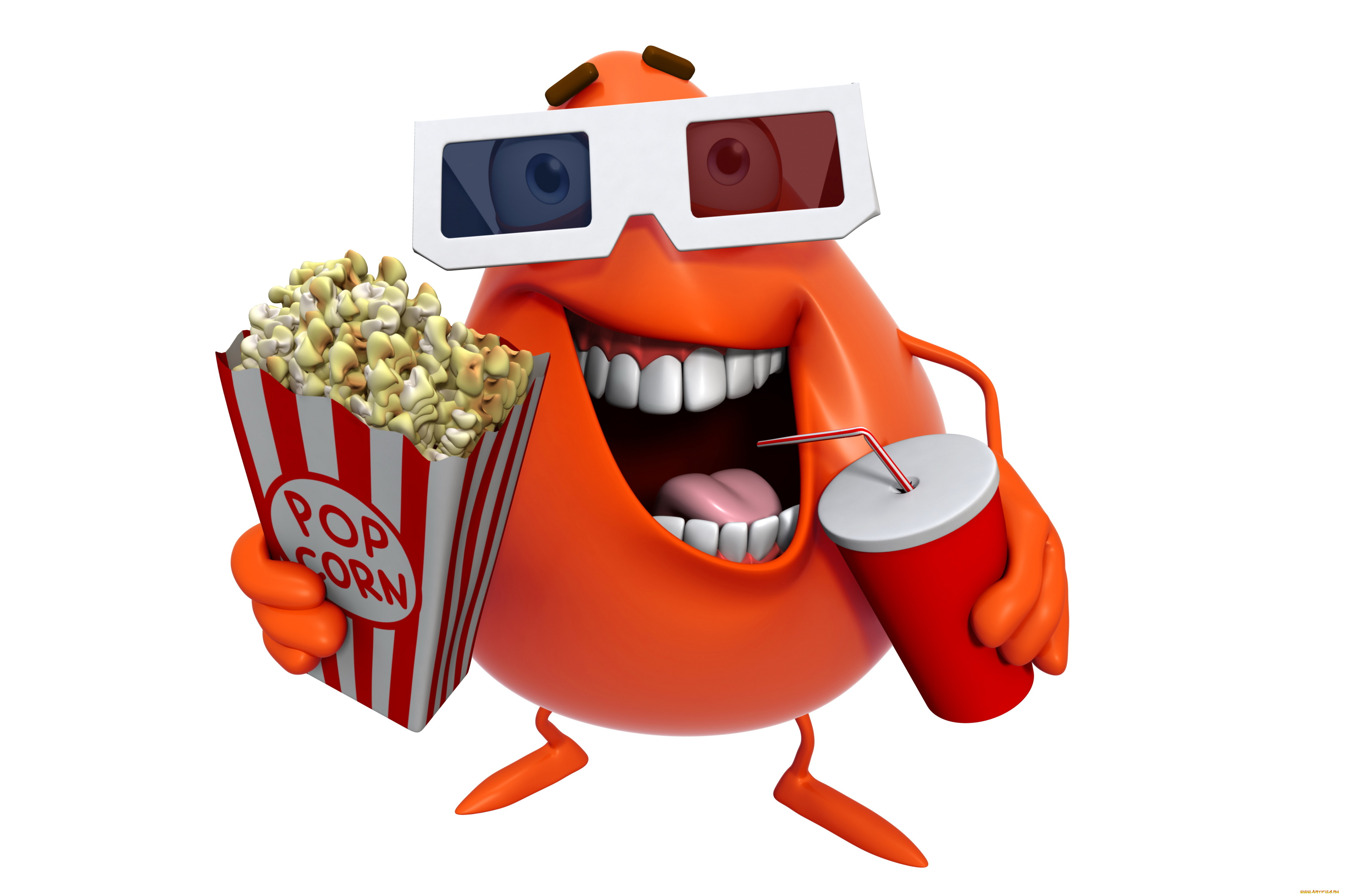 3д, графика, юмор, , humor, movie, cinema, персонаж, cute, monster, funny, smile, монстр, pop, corn