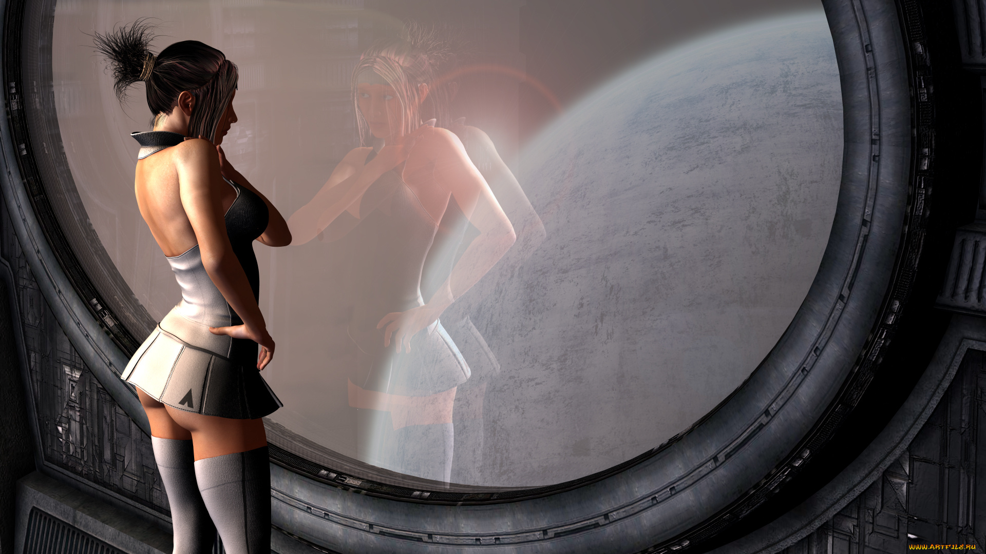 3д, графика, фантазия, , fantasy, взгляд, девушка, фон