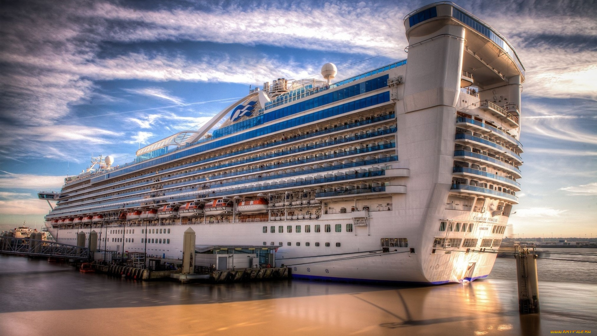 caribbean, princess, корабли, лайнеры, причал, круиз, лайнер, океанский