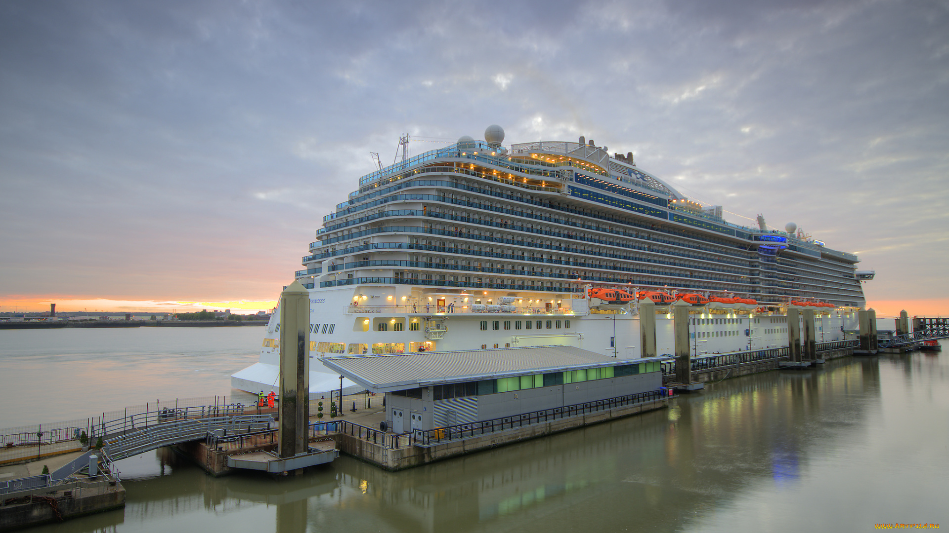 royal, princess, корабли, лайнеры, океанский, лайнер, причал, круиз