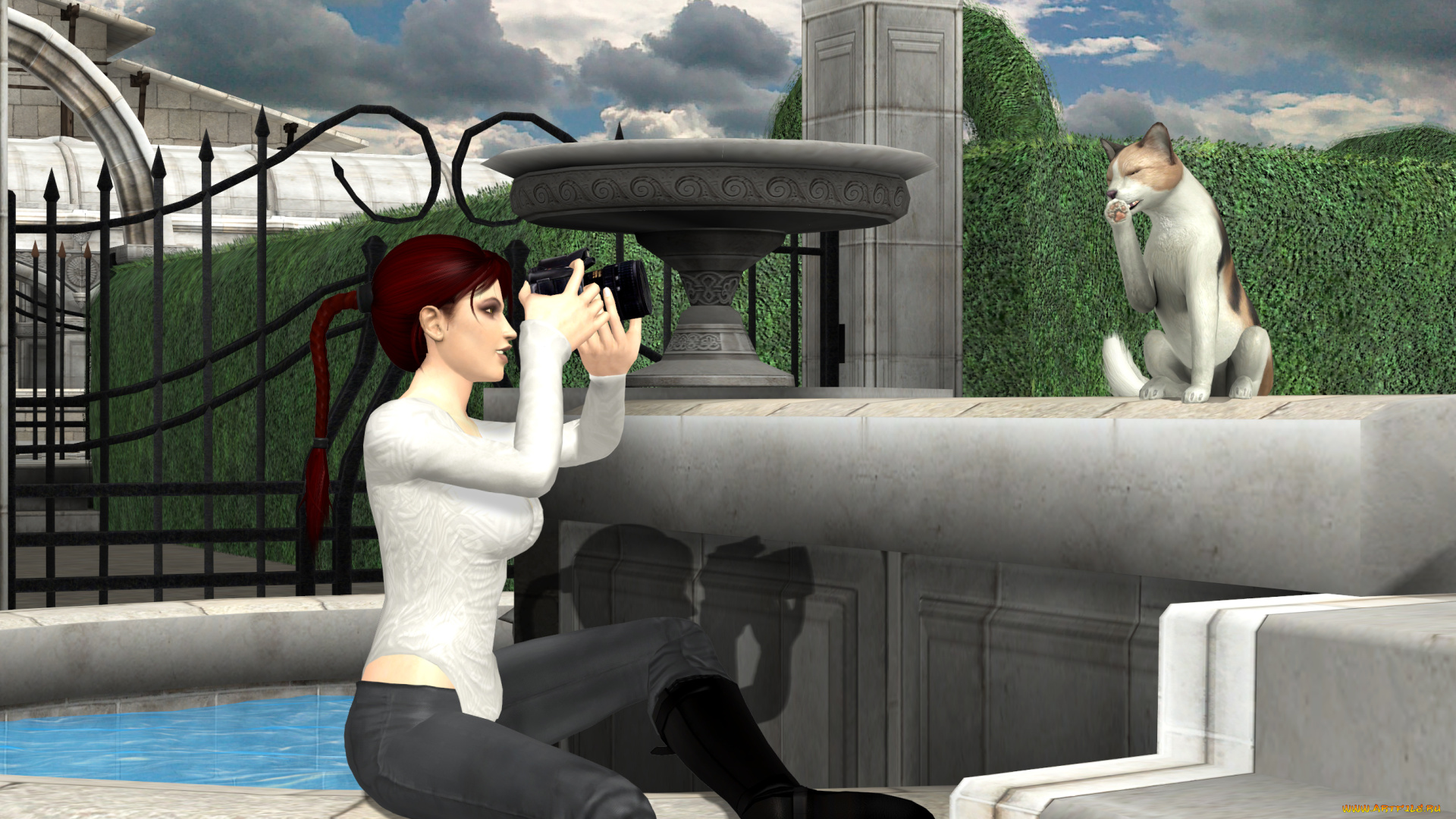 3д, графика, люди, и, животные, , people, and, animals, фон, девушка, взгляд