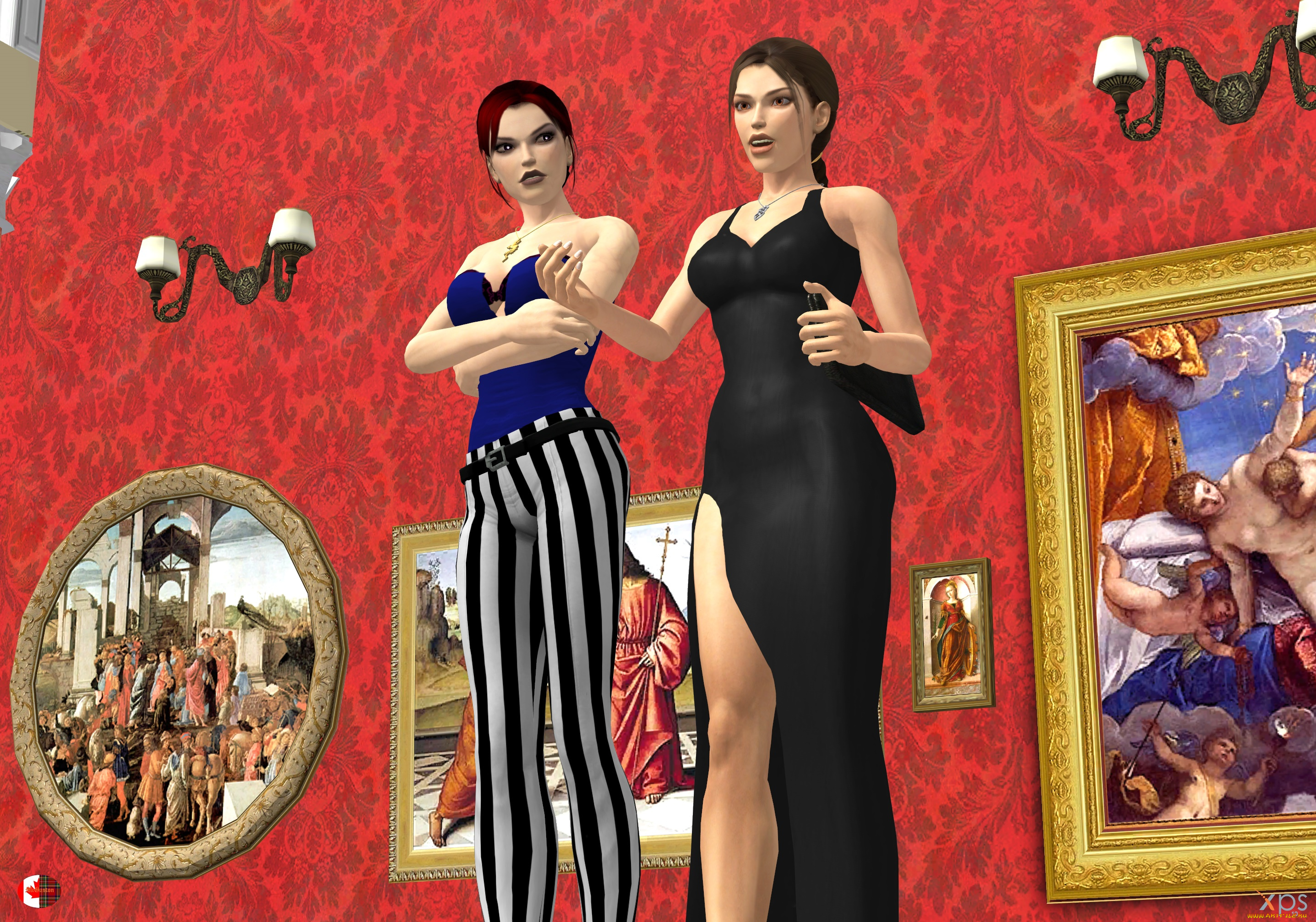 3д, графика, люди, , people, музей, фон, девушки, взгляд