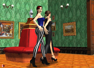 Картинка 3д+графика люди+ people музей фон взгляд девушки