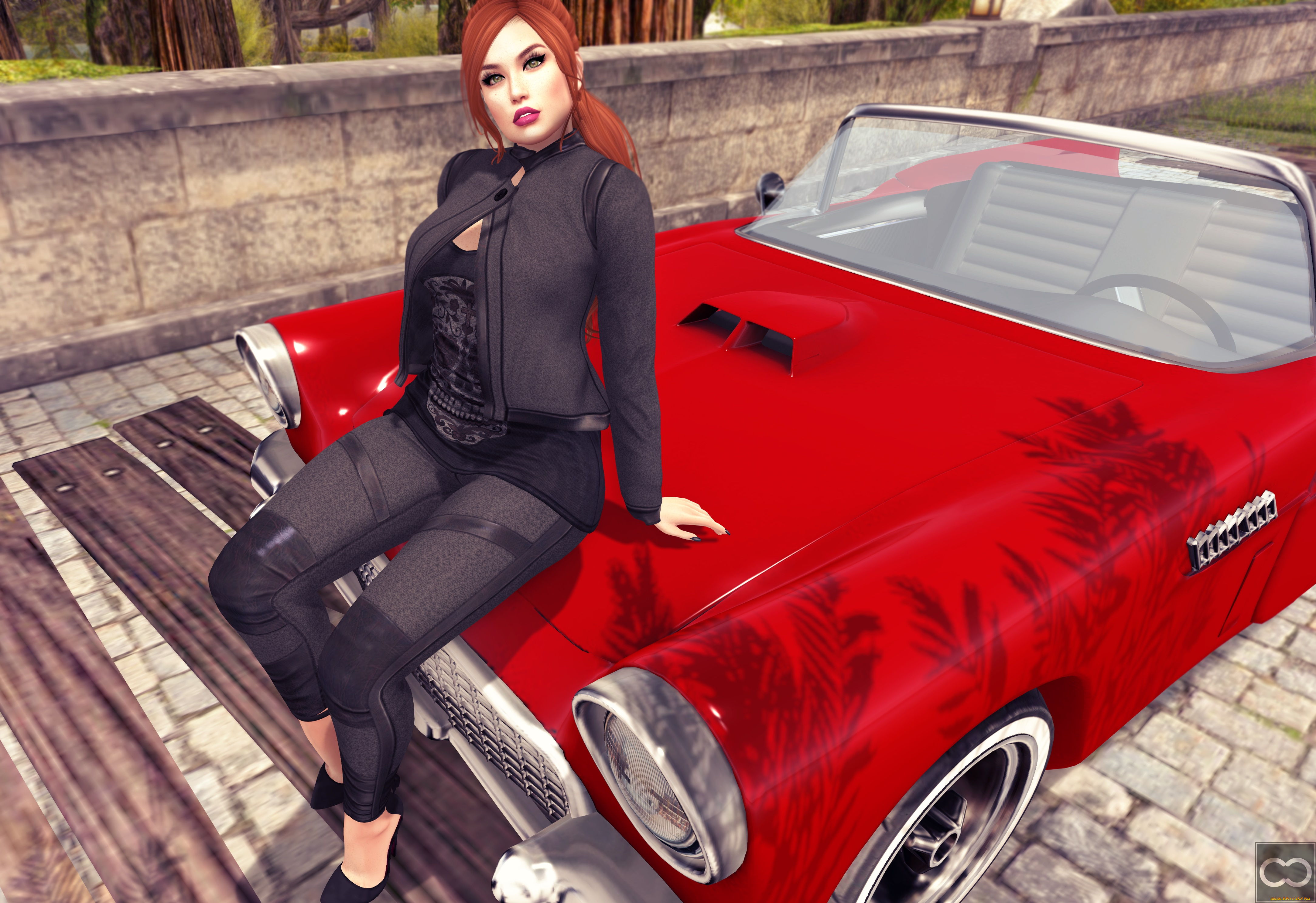 3д, графика, люди-авто, мото, , people-, car, , , moto, фон, девушка, взгляд