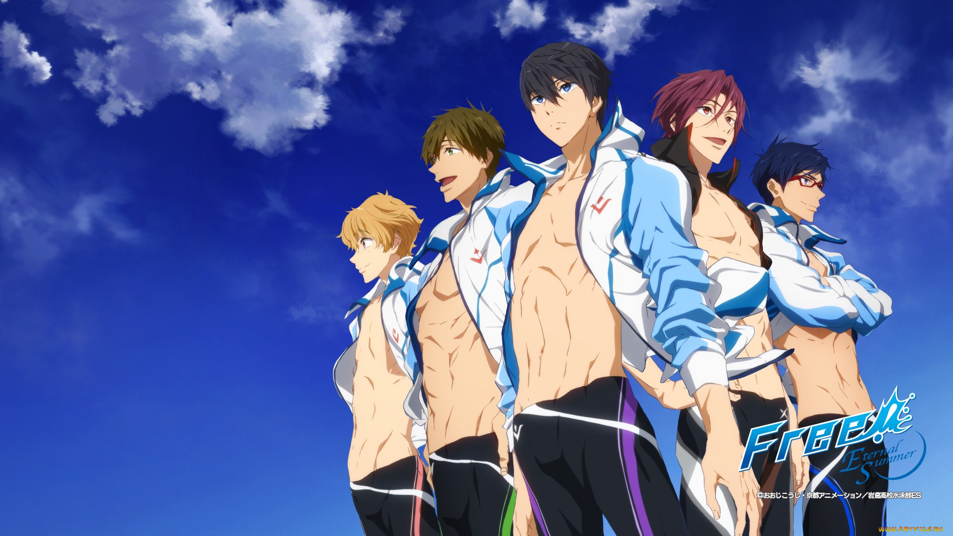 аниме, free, фон, взгляд, парни