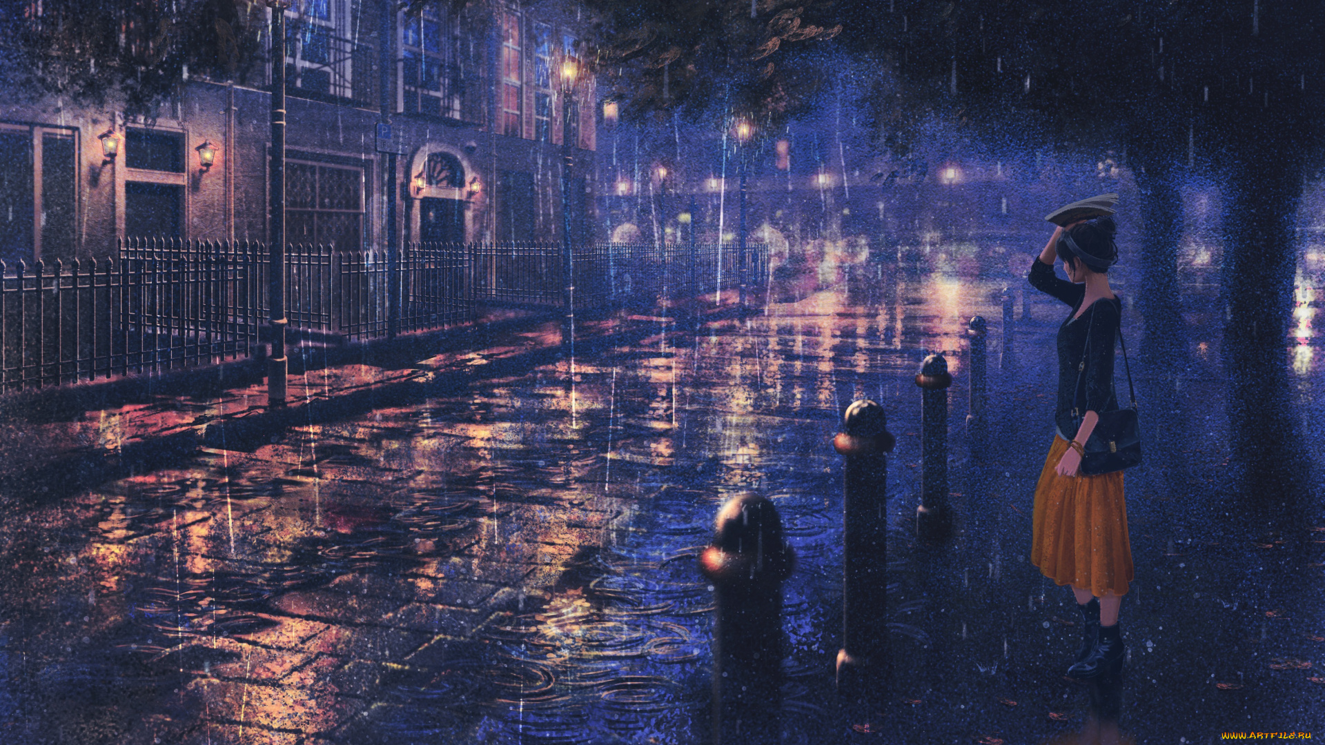 аниме, город, , улицы, , здания, natsu3390