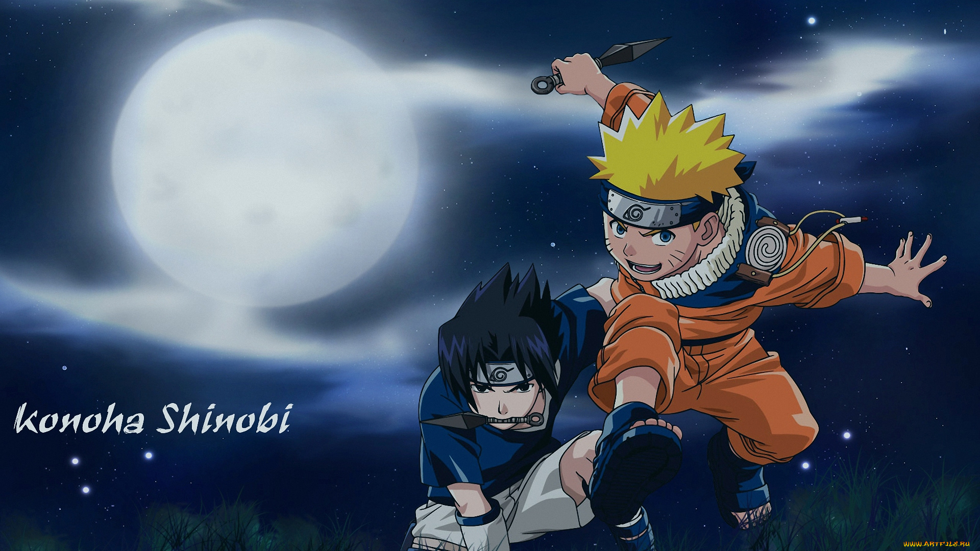 аниме, naruto, uchiha, ночь, луна, ninja, uzumaki, shinobi, шиноби, sasuke, кунай