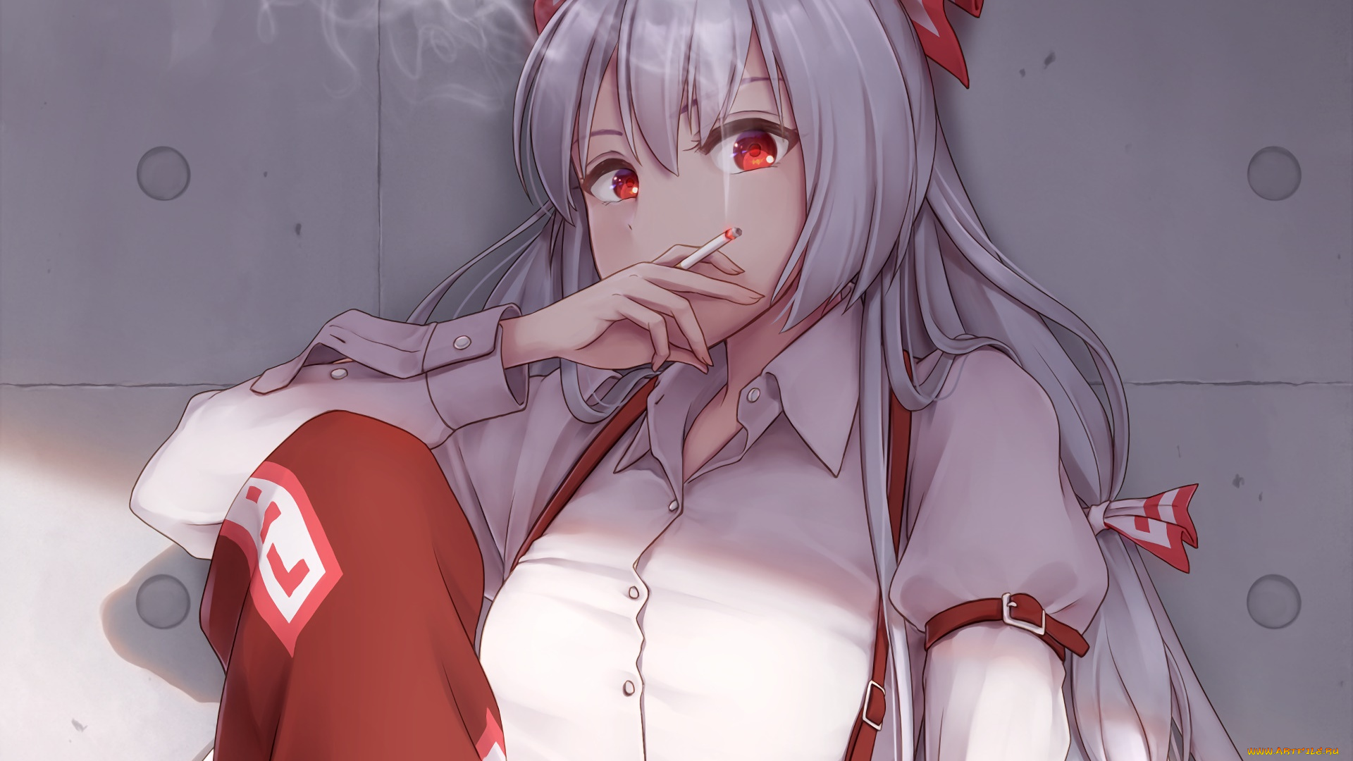 аниме, touhou, эльфийка, взгляд, колдунья, фон