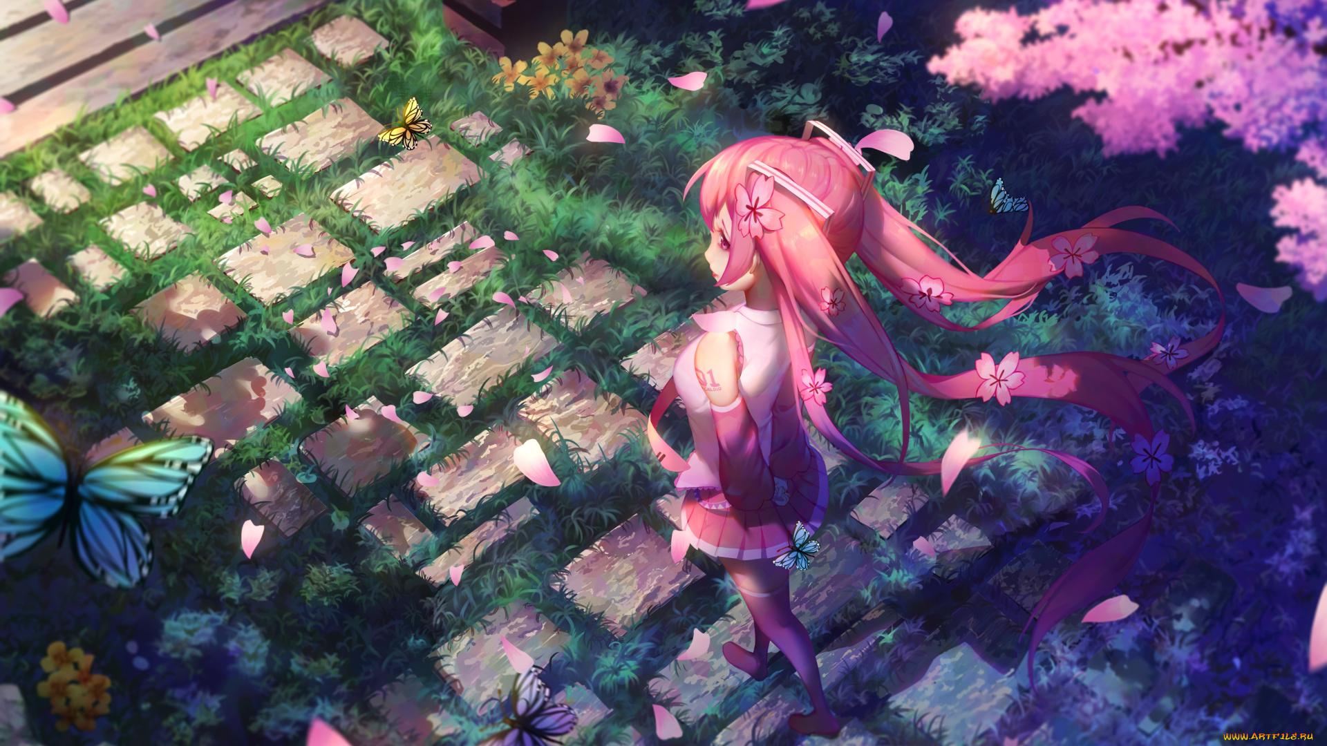 аниме, vocaloid, sakura, miku