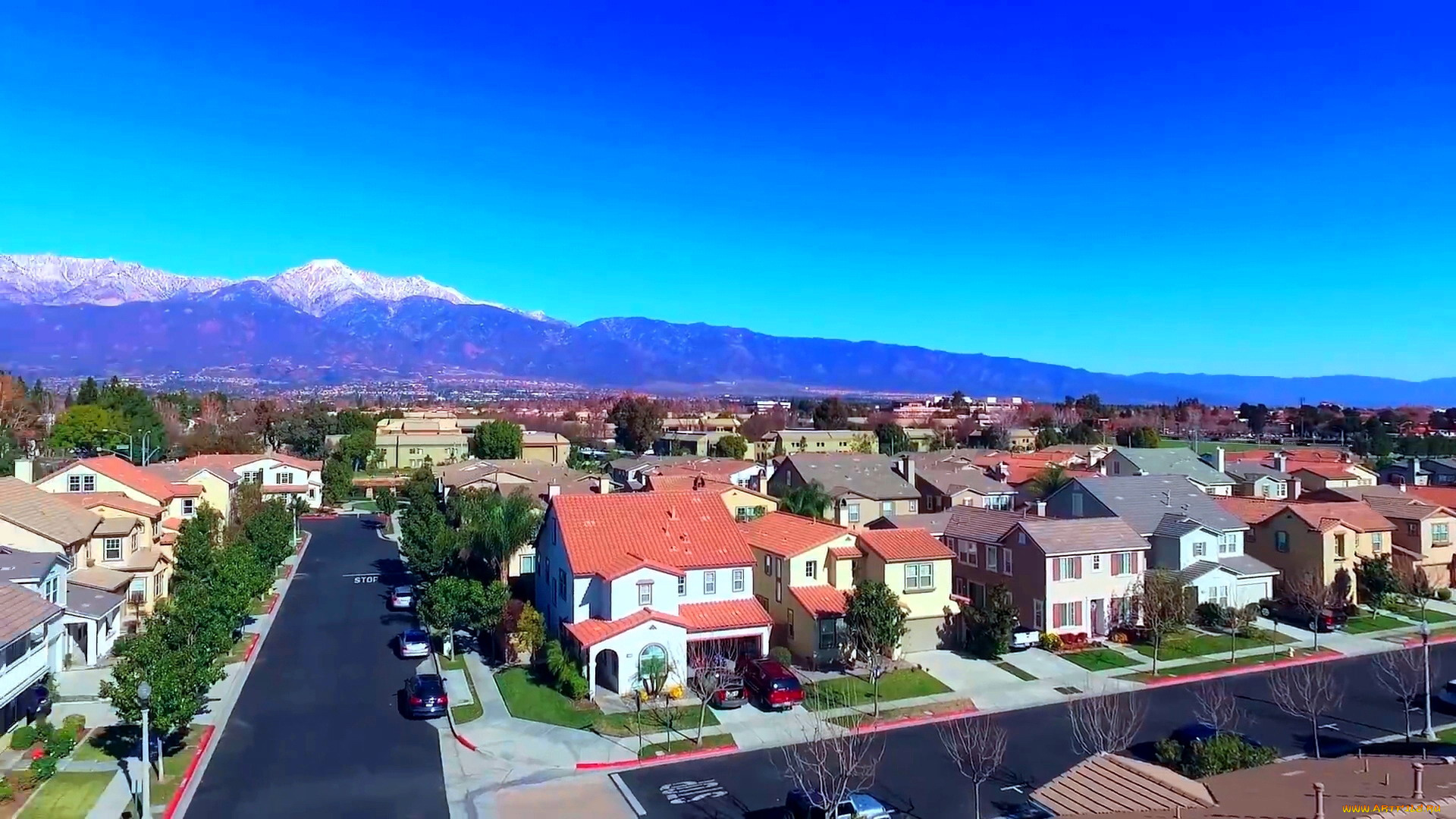 города, лос-анджелес, , сша, автомобили, дома, горы