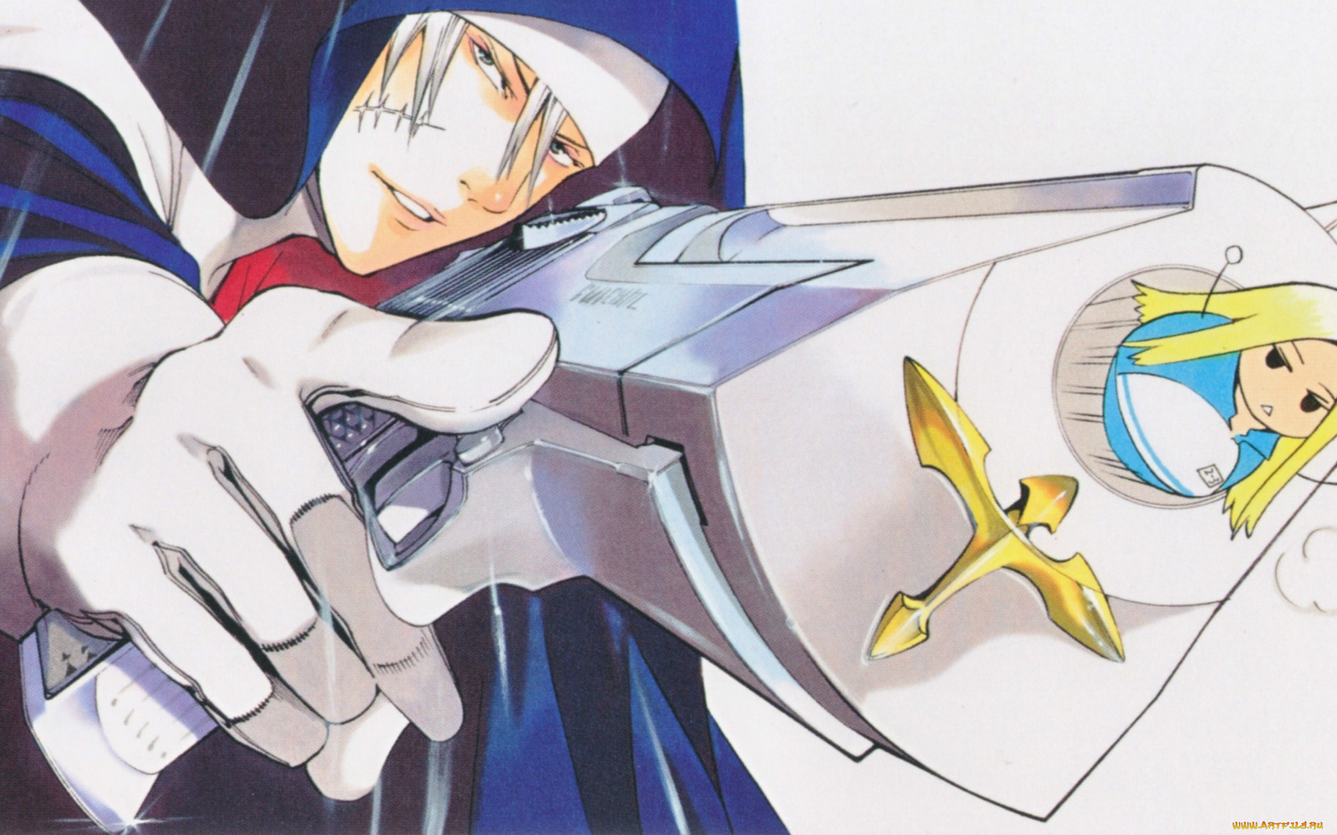 аниме, оружие, , техника, , технологии, под, мостом, аракавы, шрам, наёмник, монашка, nino, выстрел, arakawa, under, the, bridge, дуло, пистолета, sister