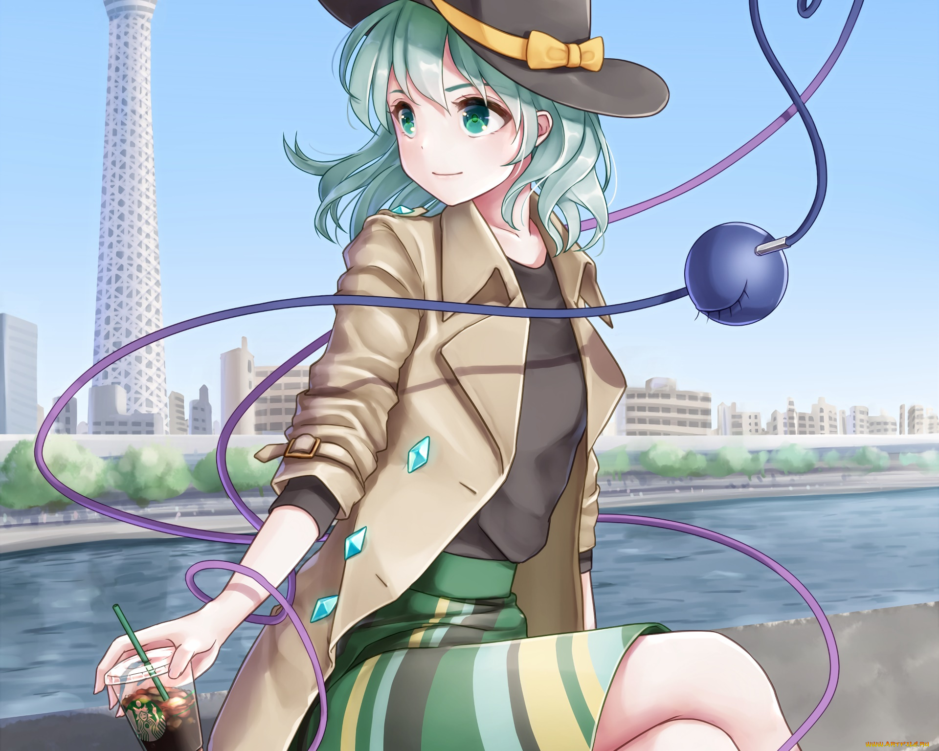 аниме, touhou, фон, взгляд, колдунья, эльфийка