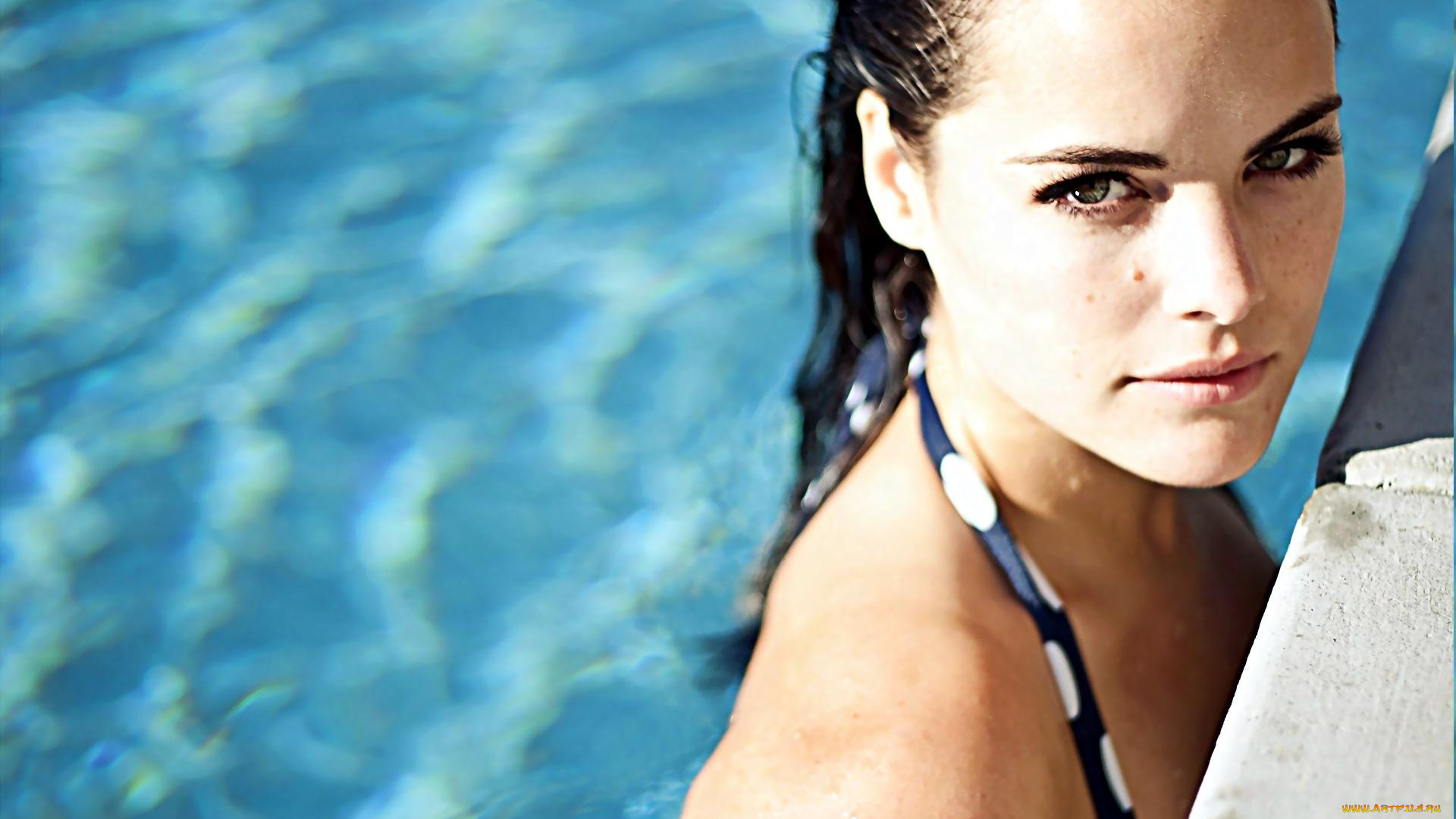 девушки, jaimie, alexander, бассейн, лицо, брюнетка