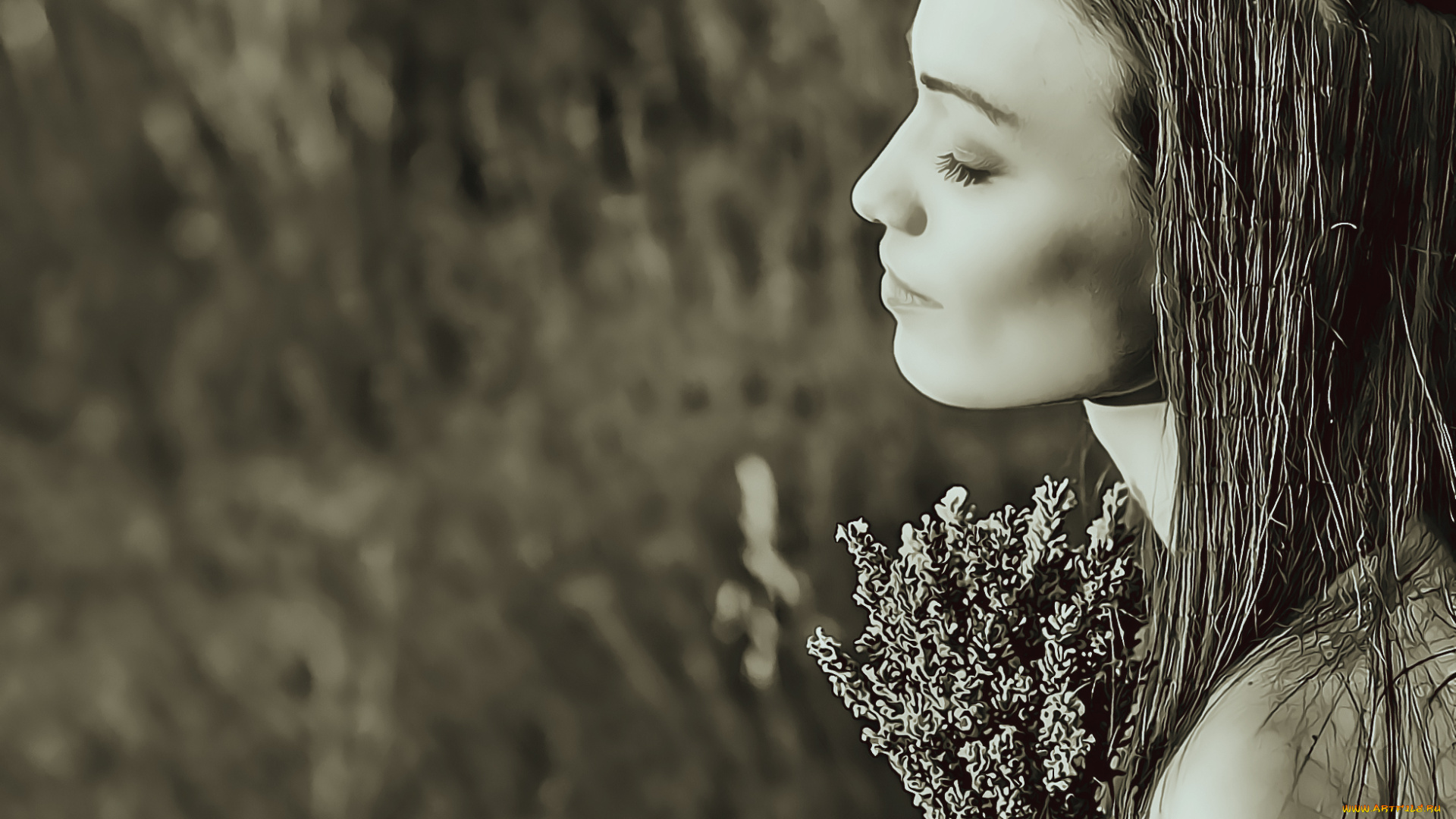 календари, компьютерный, дизайн, девушка, женщина, 2019, calendar, букет, растение, профиль, лицо