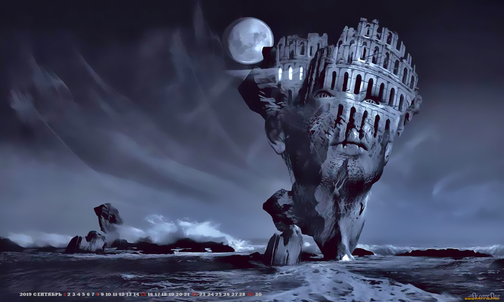 календари, 3д-графика, 2019, calendar, планета, сооружение