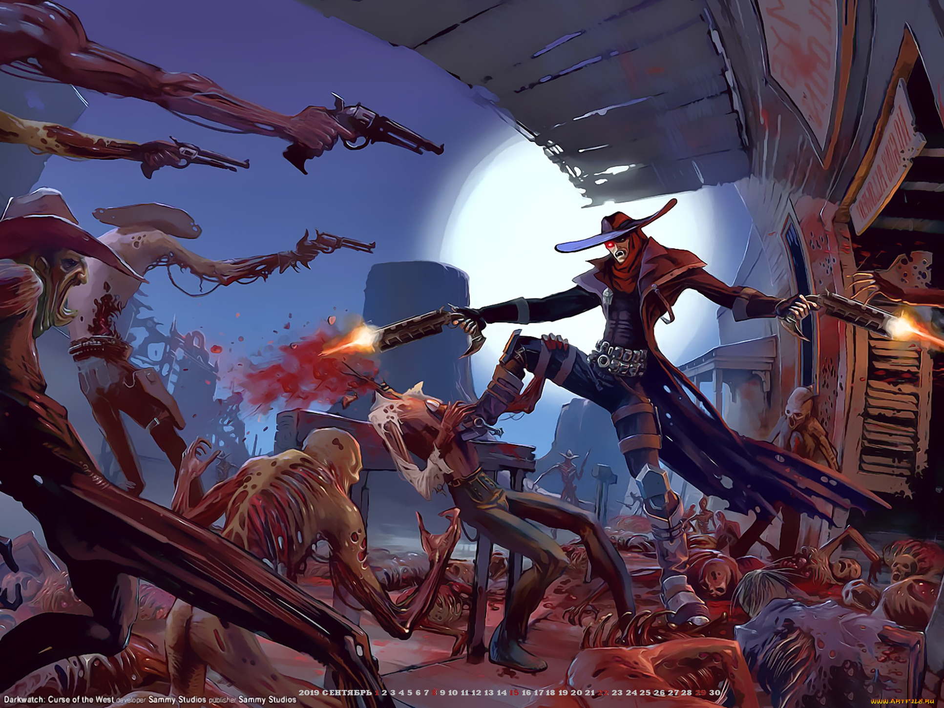 календари, фэнтези, шляпа, calendar, 2019, стрельба, скелет, оружие, нежить