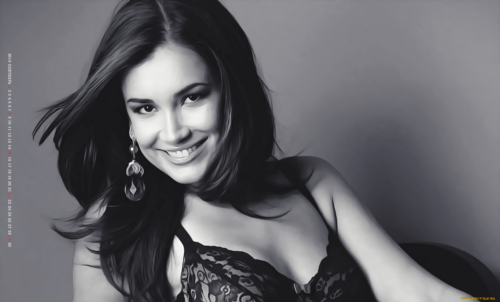 календари, компьютерный, дизайн, взгляд, calendar, женщина, девушка, 2019, улыбка