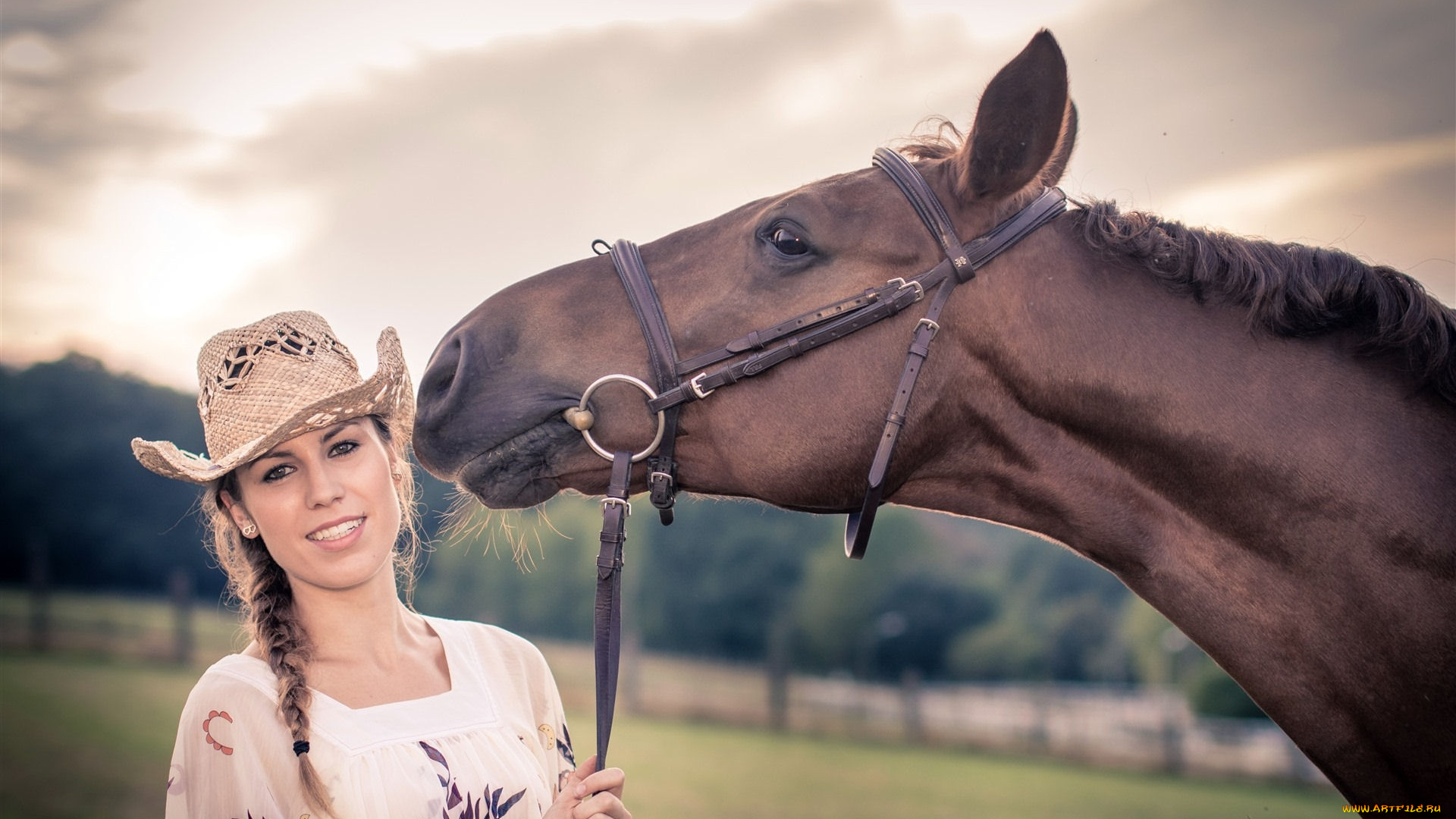 девушки, -, брюнетки, , шатенки, коса, шляпа, лошадь