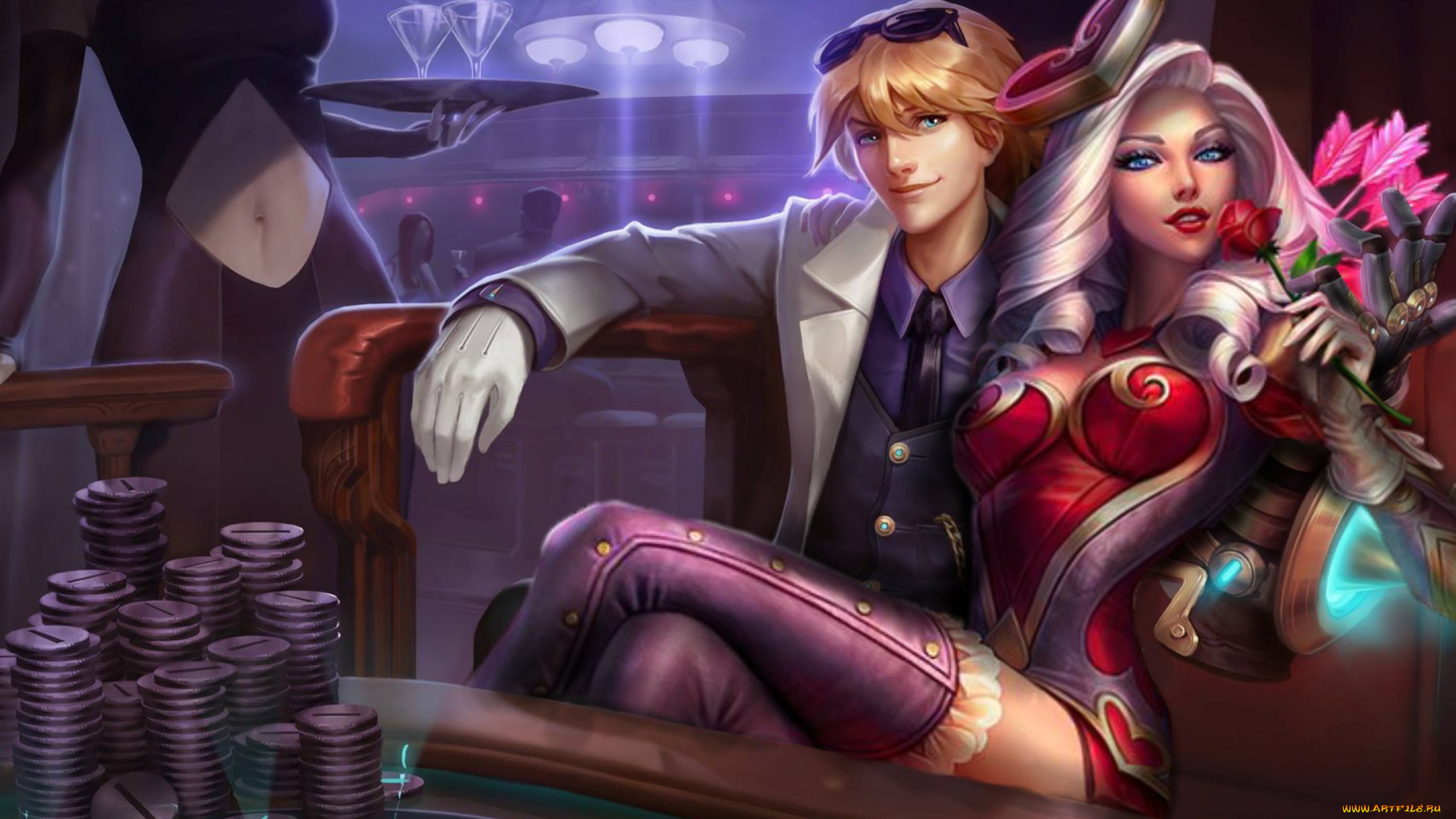 видео, игры, league, of, legends, парень, девушка, официантка, деньги, ezreal