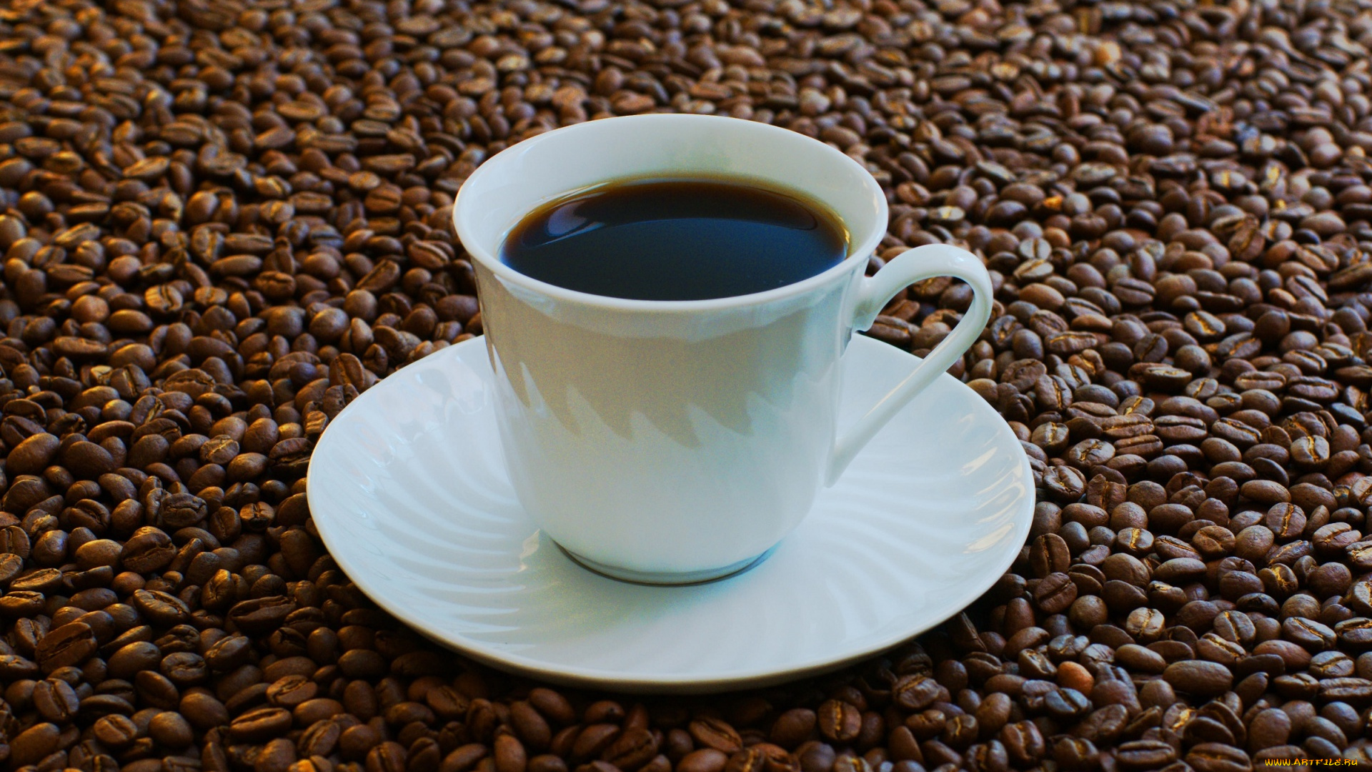 еда, кофе, , кофейные, зёрна, блюдце, чашка, зерна, много