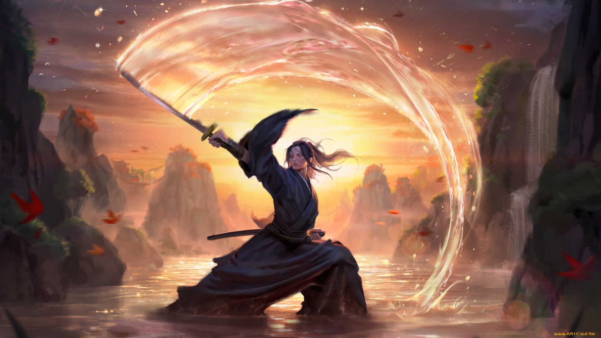 фэнтези, люди, самурай