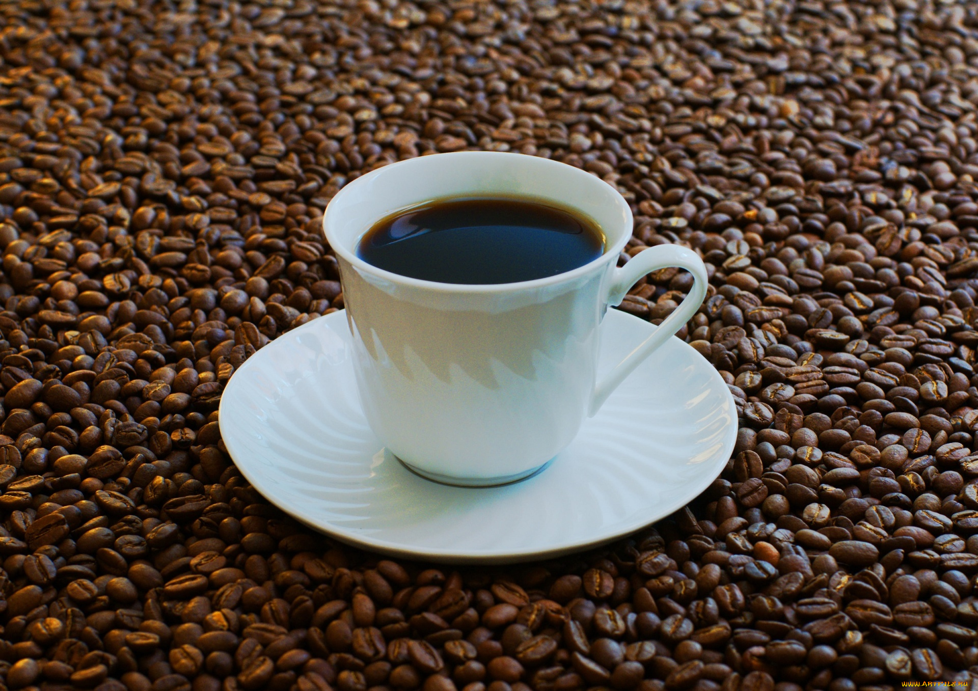 еда, кофе, , кофейные, зёрна, блюдце, чашка, зерна, много