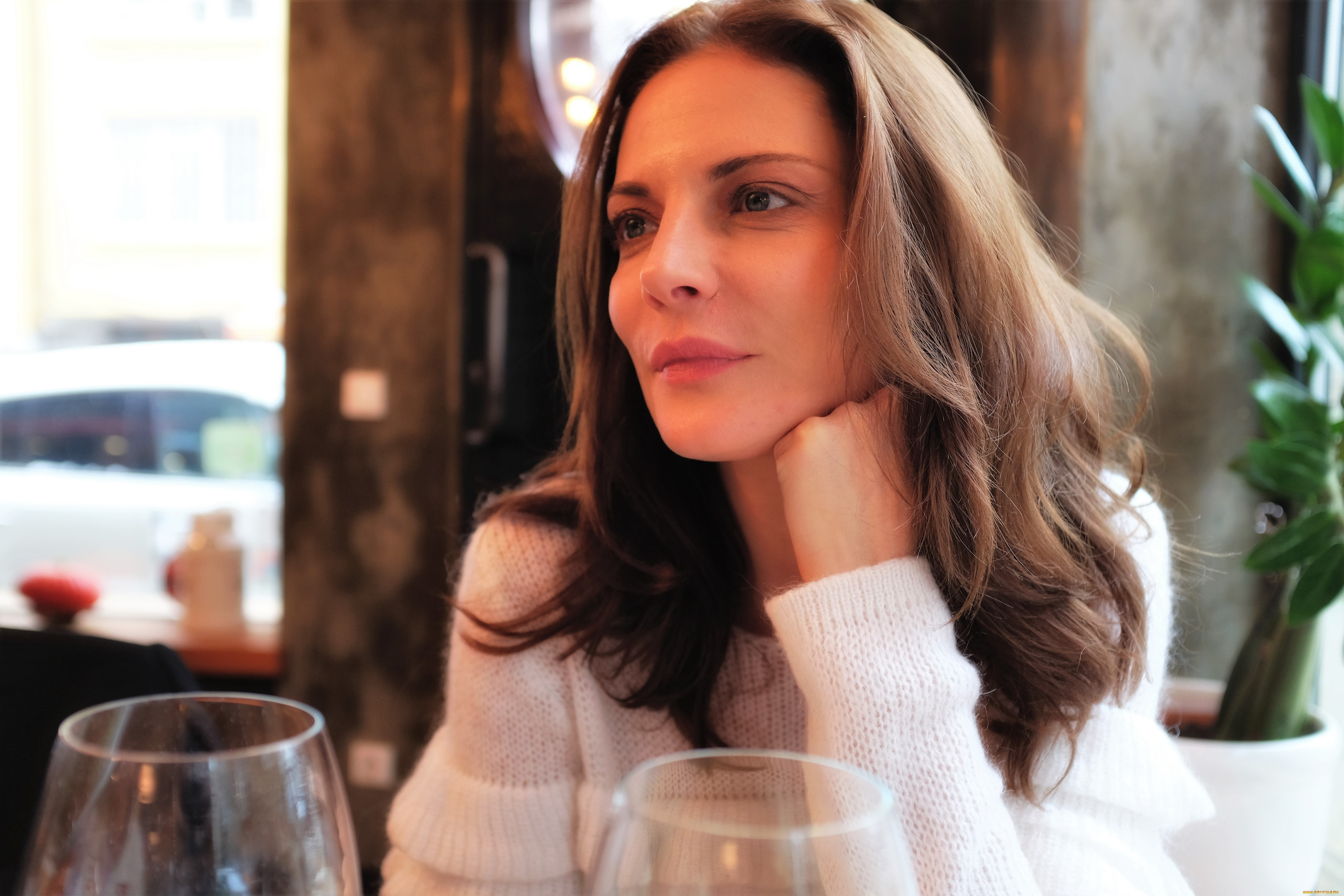 девушки, teodora, duhovnikova, шатенка, лицо, свитер, бокалы