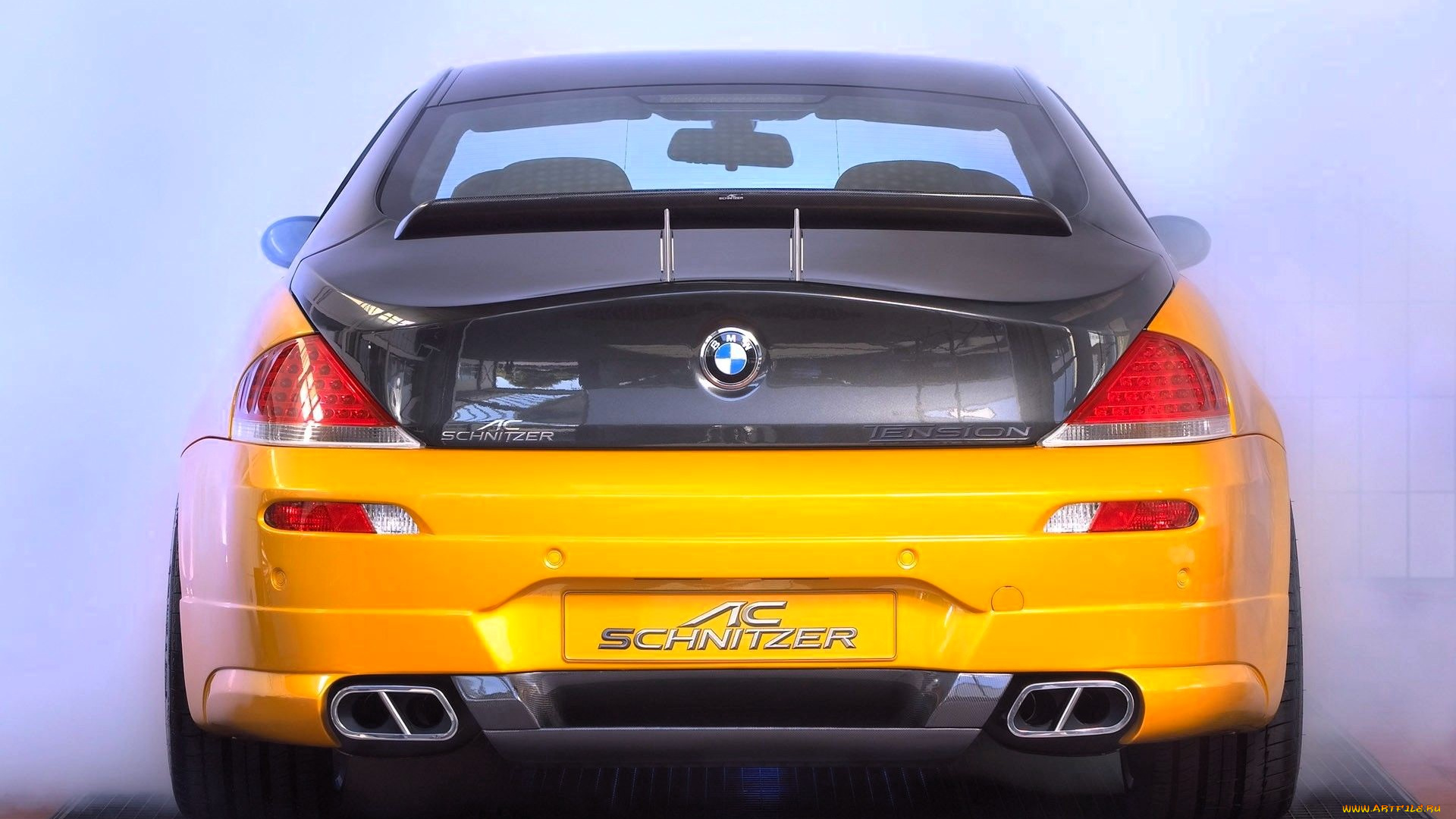 автомобили, bmw, желтый, туман