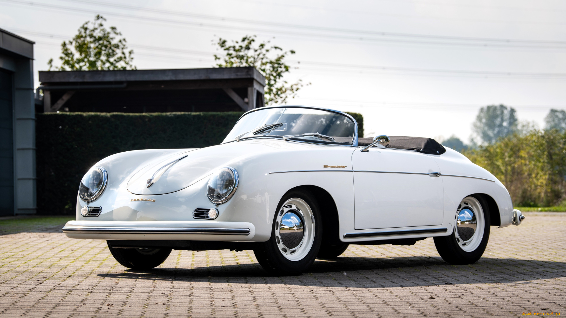 автомобили, porsche, белый, кабриолет, площадка, гараж