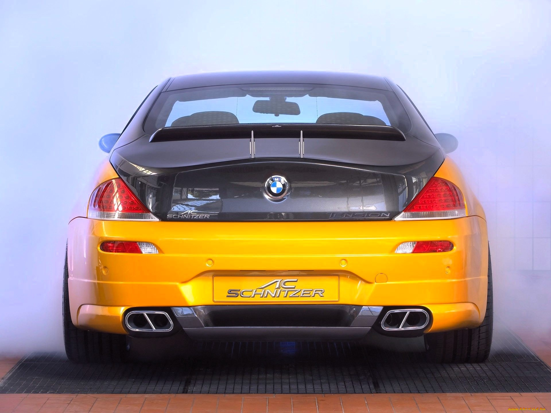 автомобили, bmw, желтый, туман