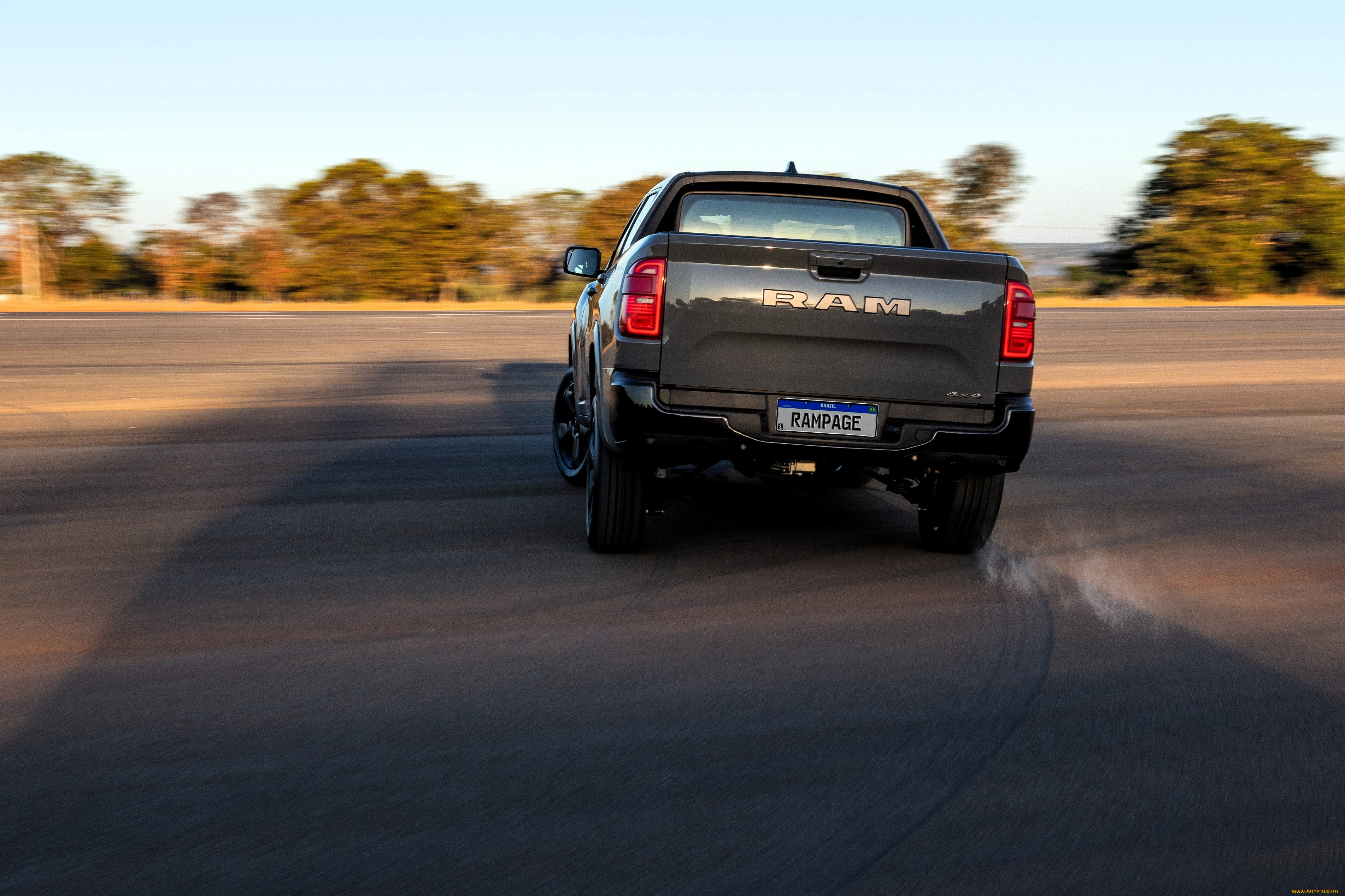 автомобили, ram, черный, дорога, поворот, осень, деревья