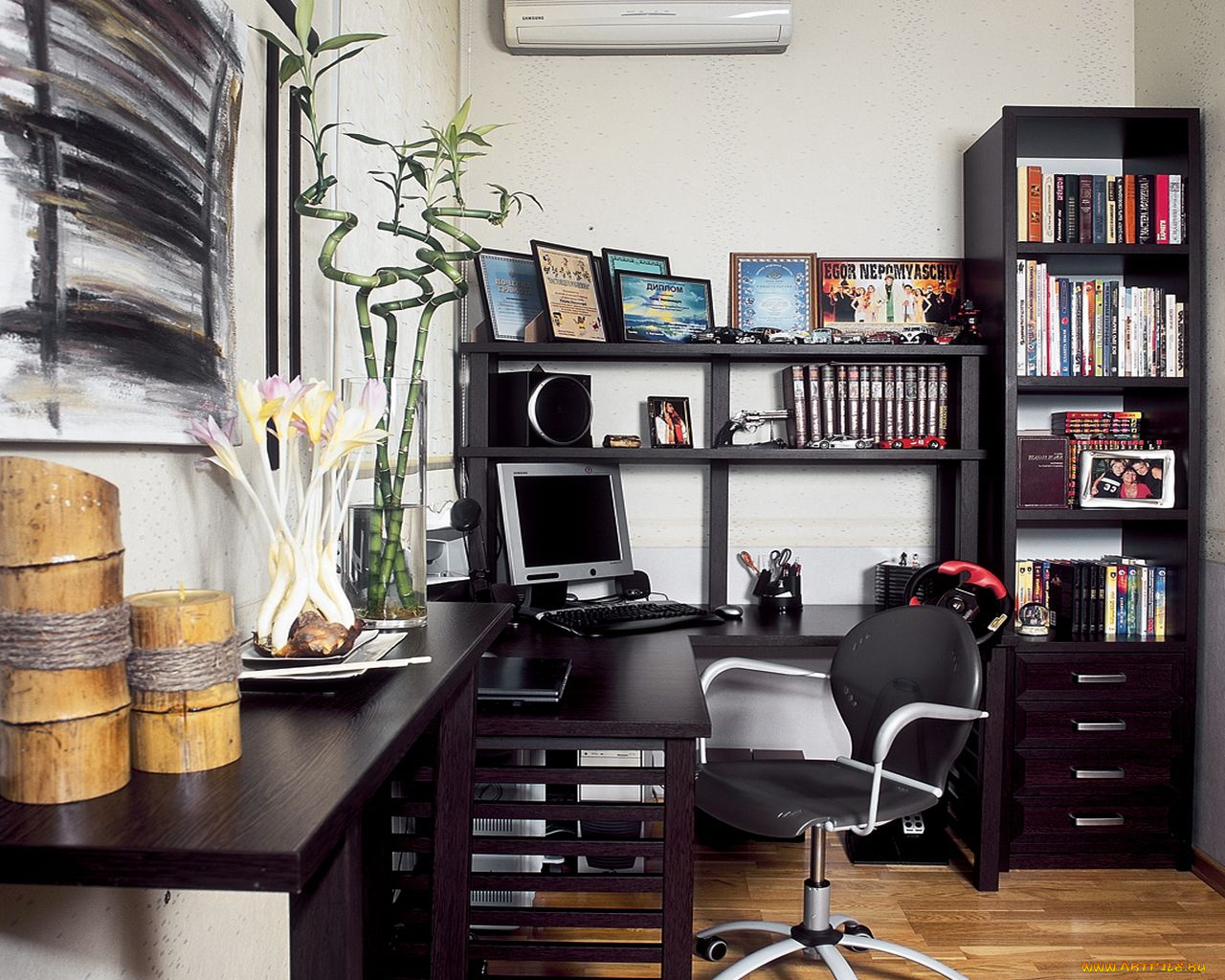 интерьер, кабинет, библиотека, офис