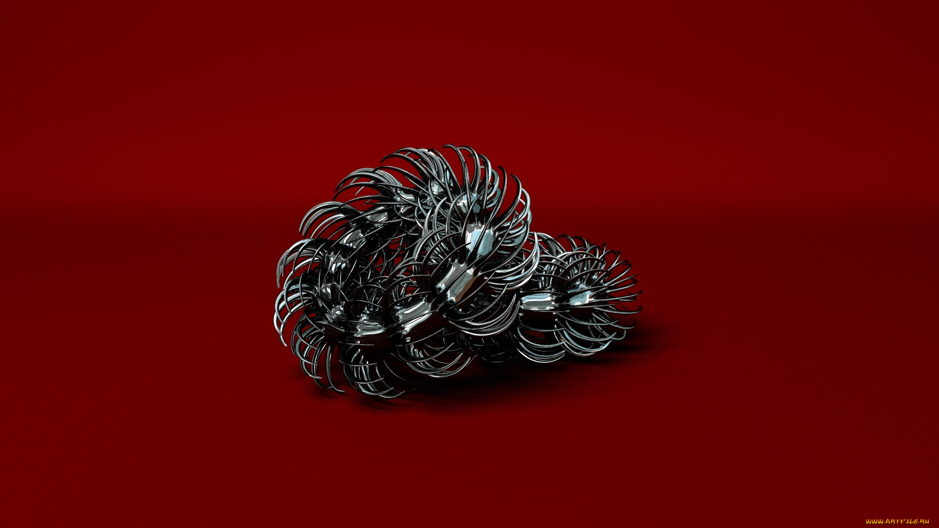 3д, графика, fractal, фракталы, тёмный, красный