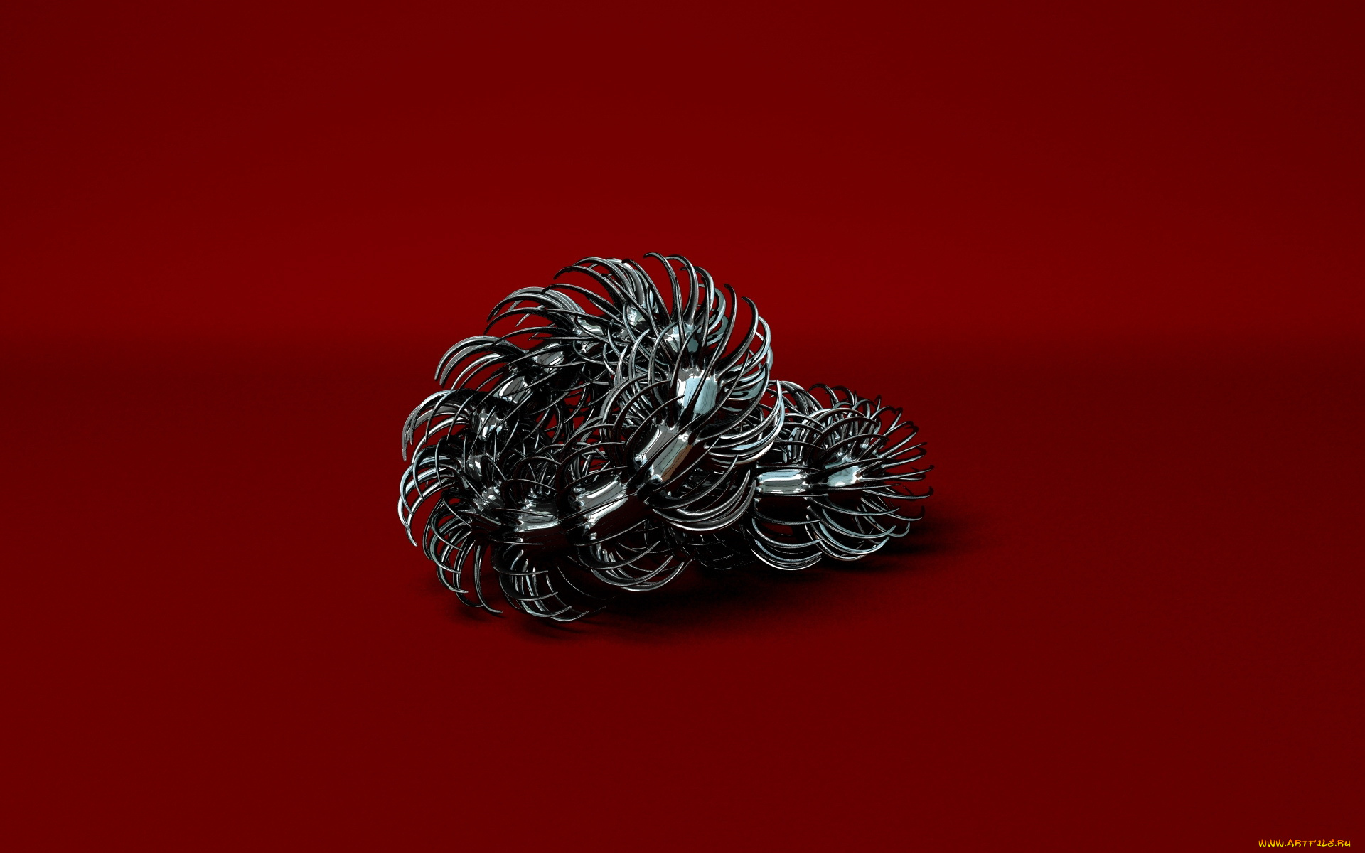 3д, графика, fractal, фракталы, тёмный, красный
