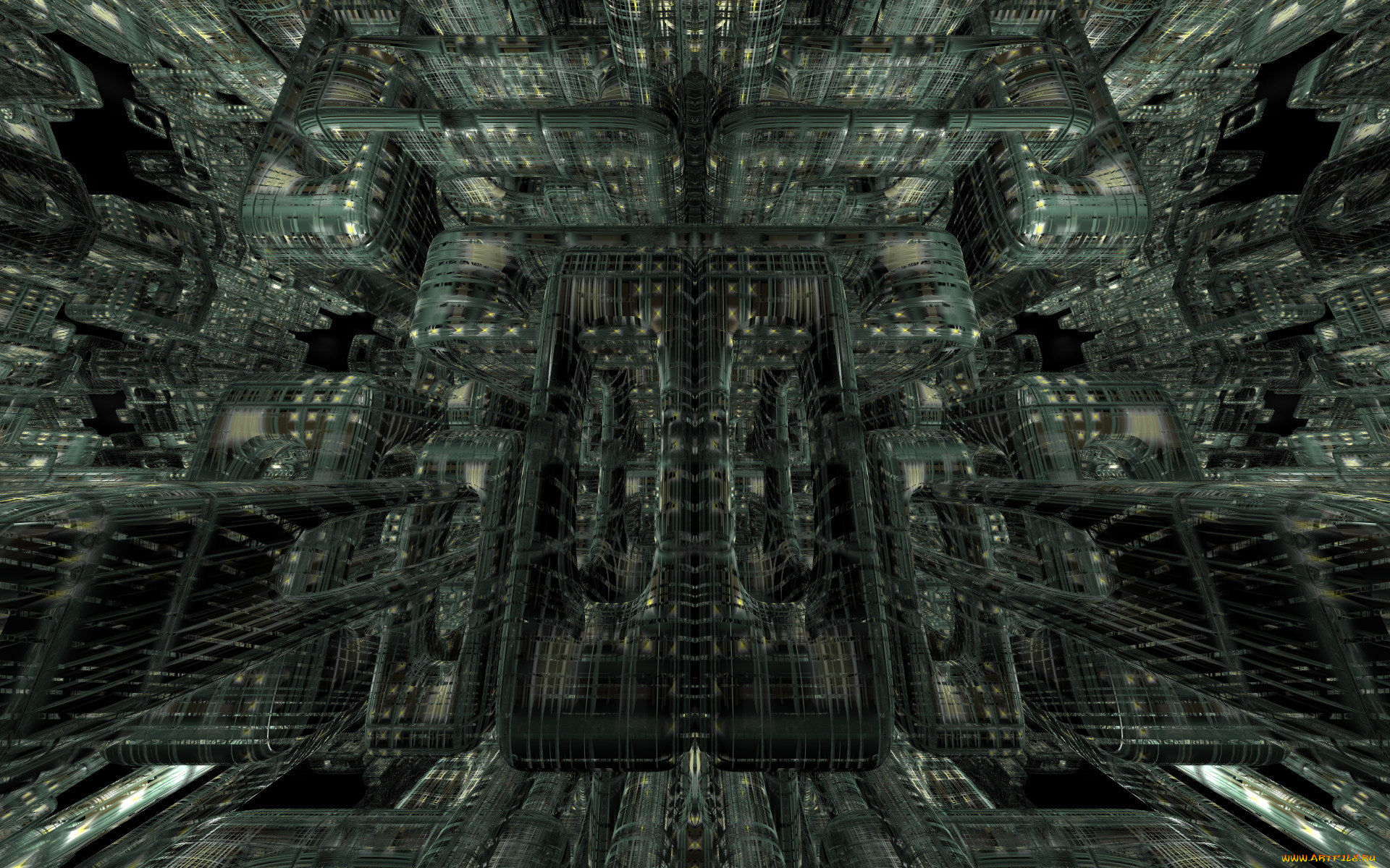 3д, графика, fractal, фракталы, зелёный